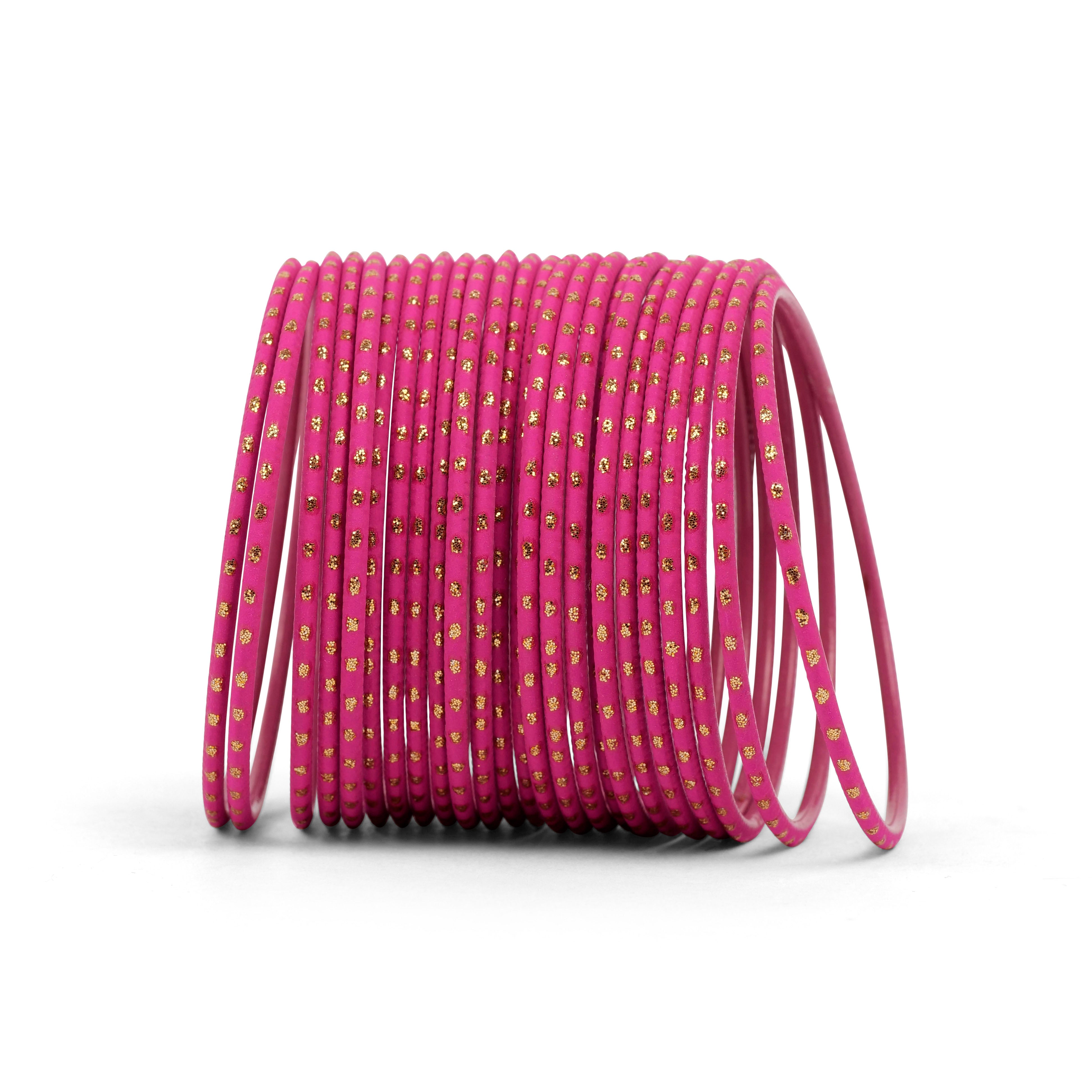Hot Pink Gold Dot Bangles