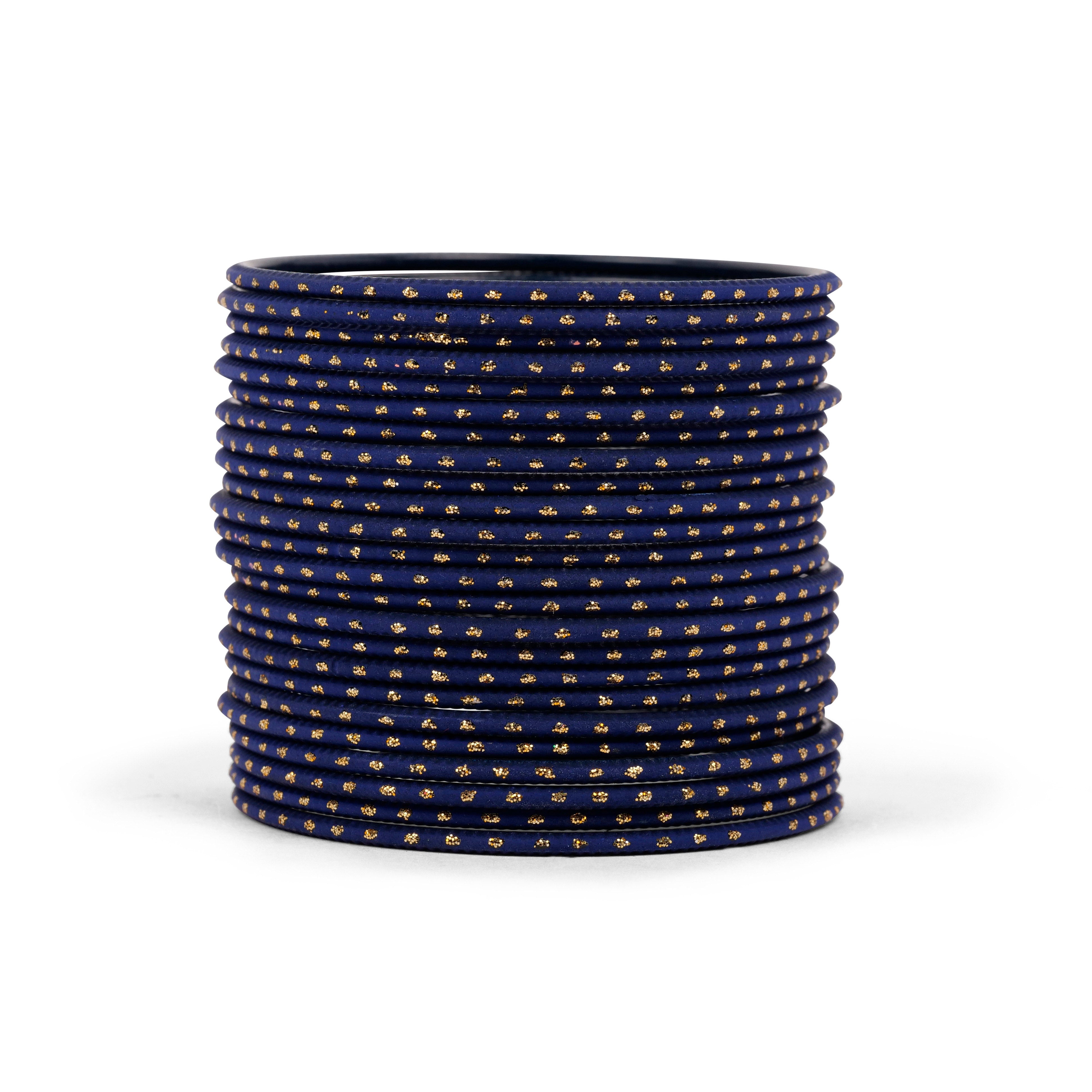 Deep Navy Gold Dot Bangles