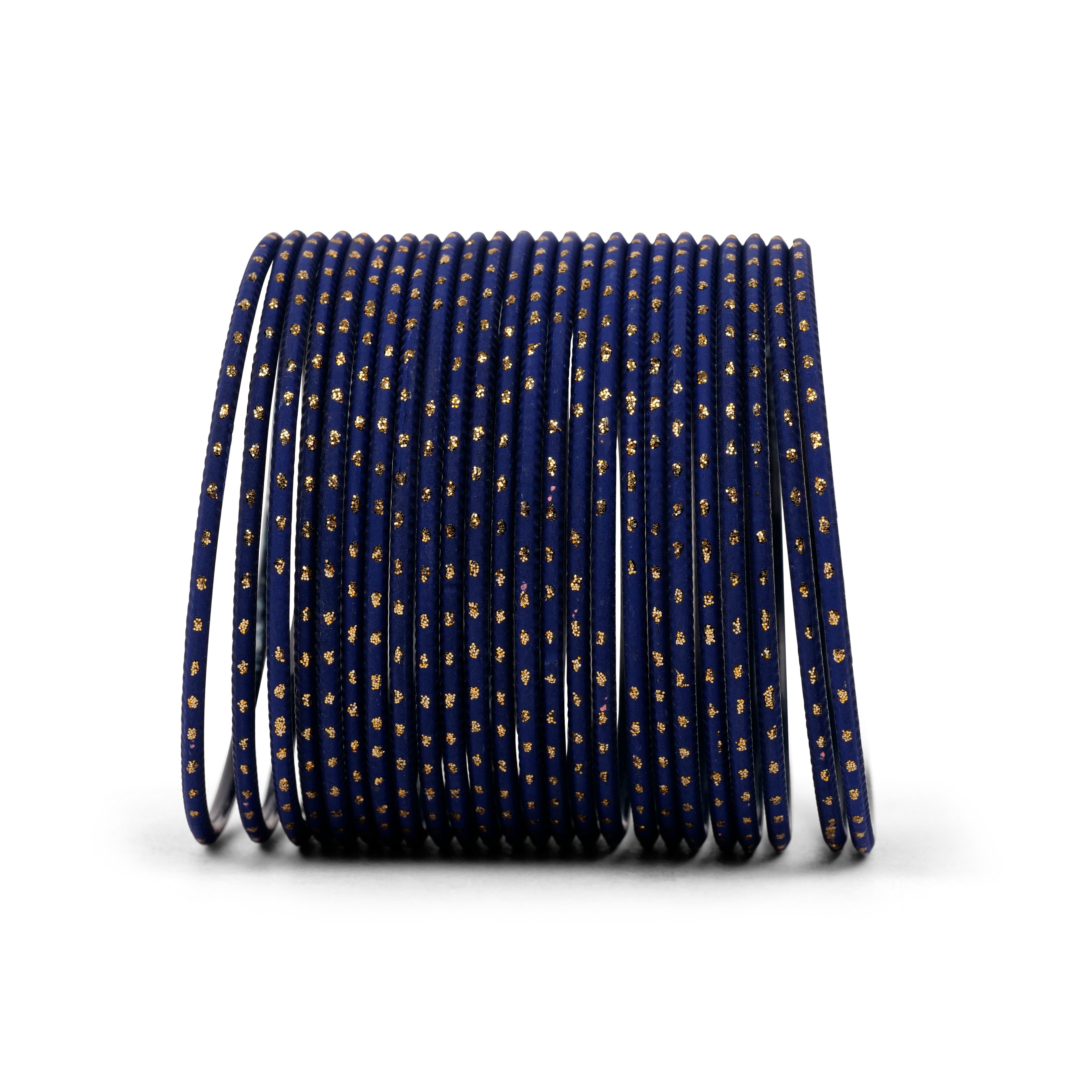 Deep Navy Gold Dot Bangles