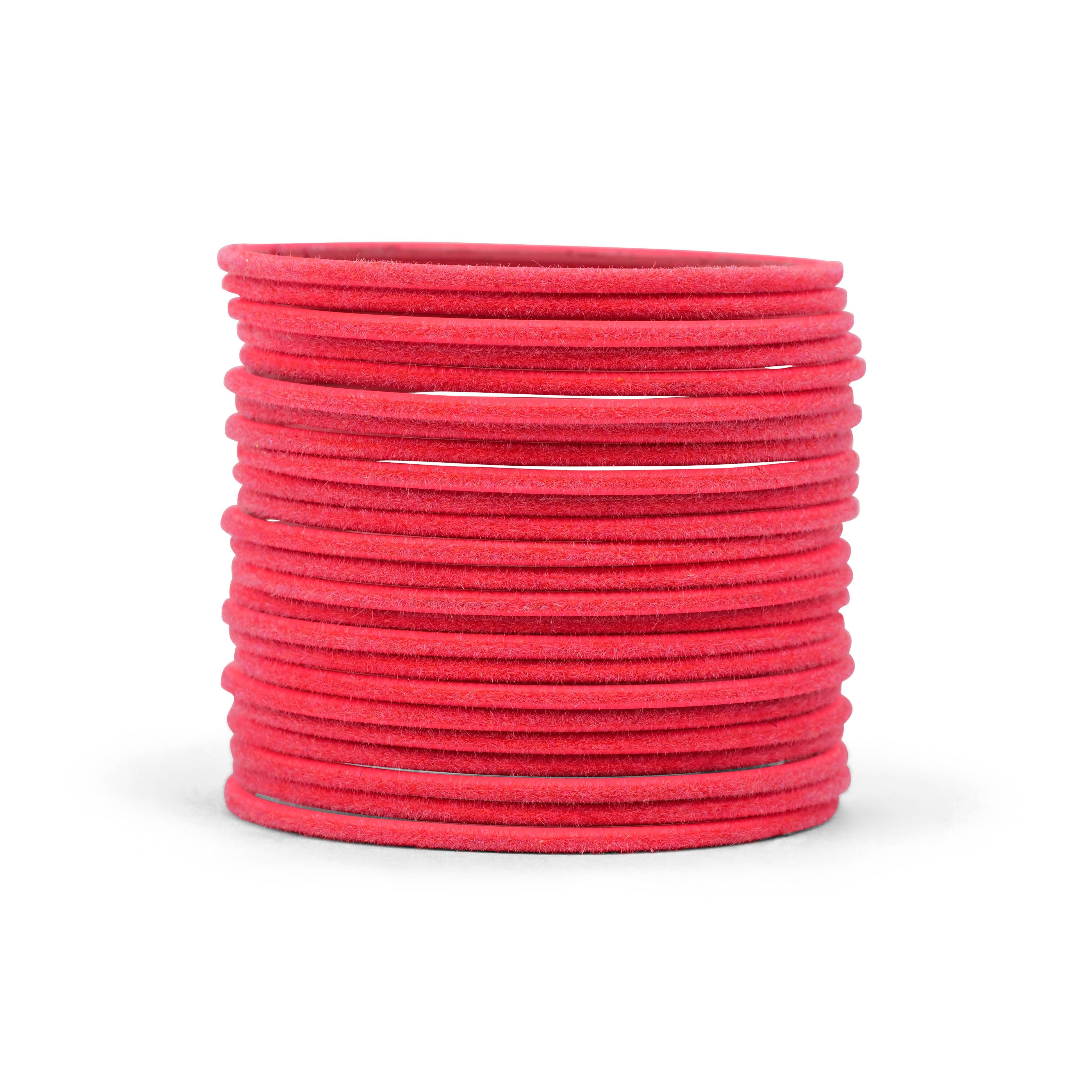 Rosette Pink Velvet Bangles