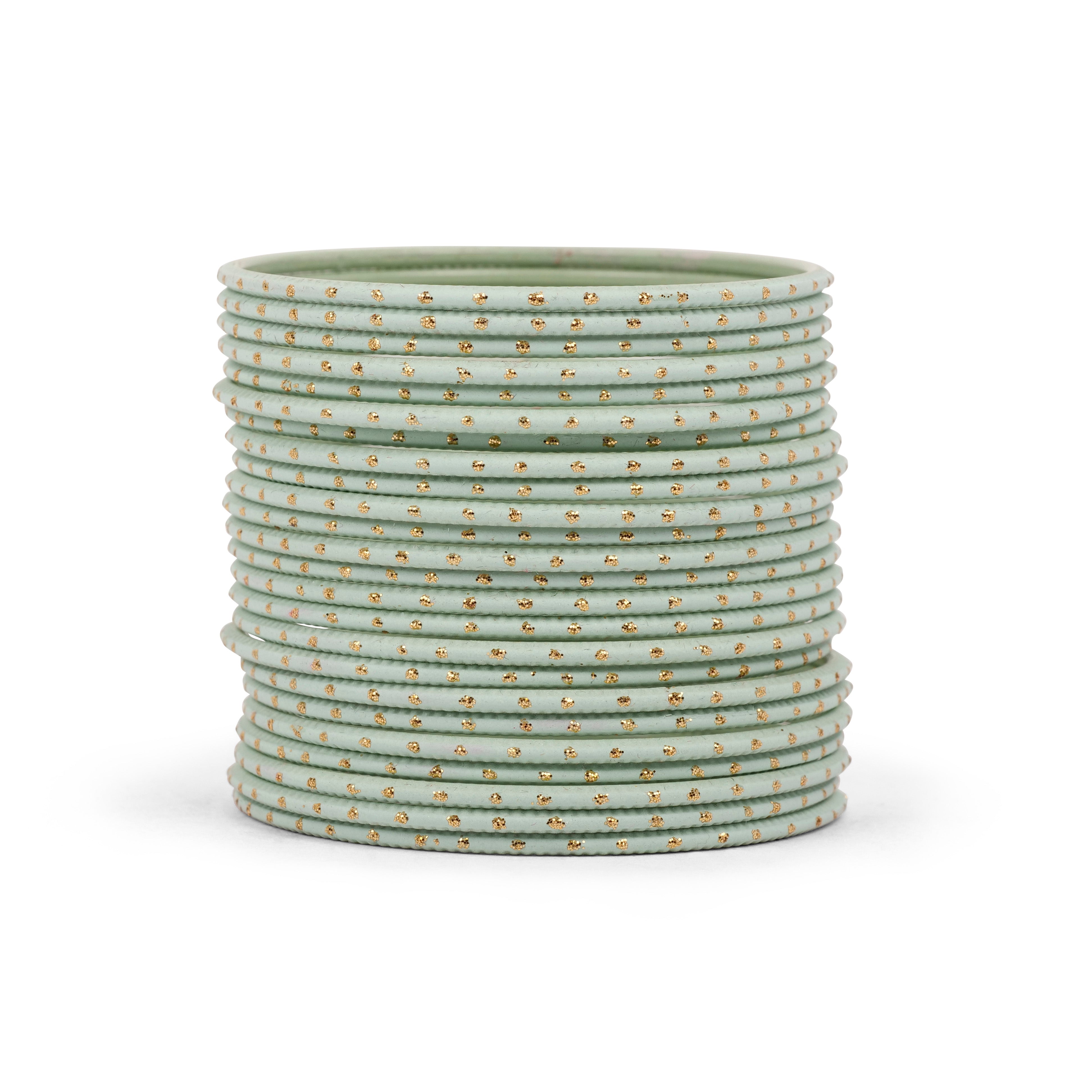 Mint Gold Dot Matte Bangles