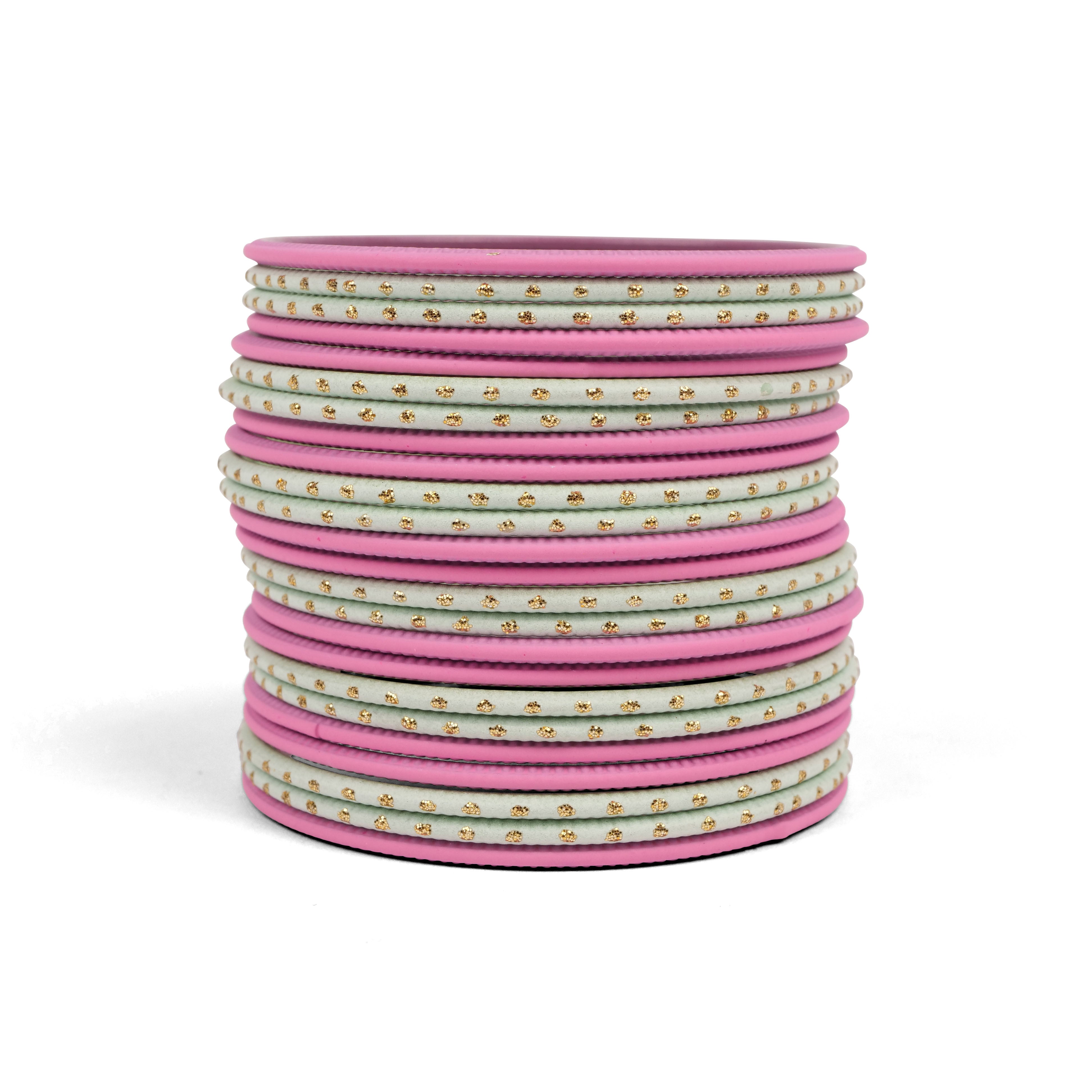 Floral Pink and Mint Bangle Stack