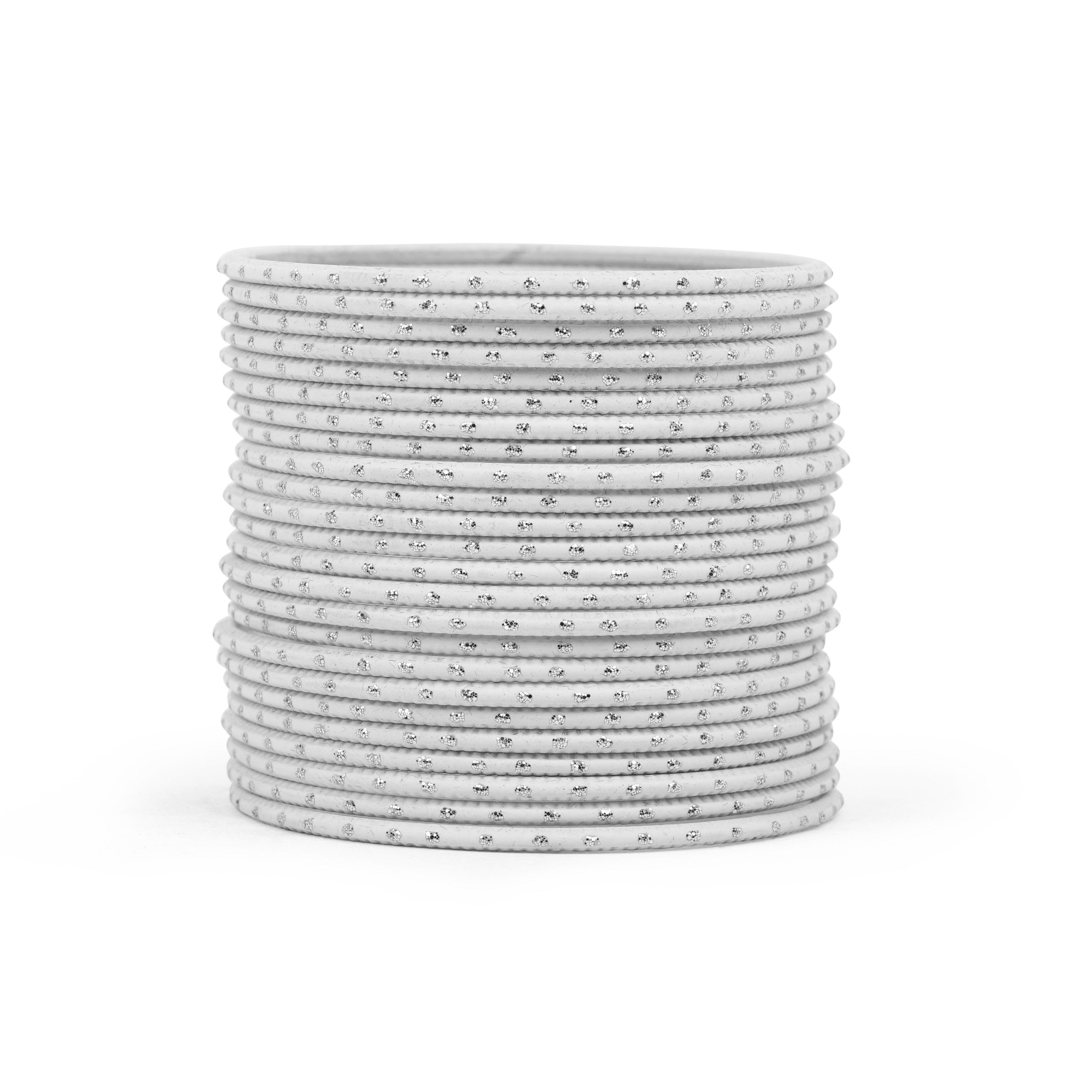 Pure White Silver Dot Bangles