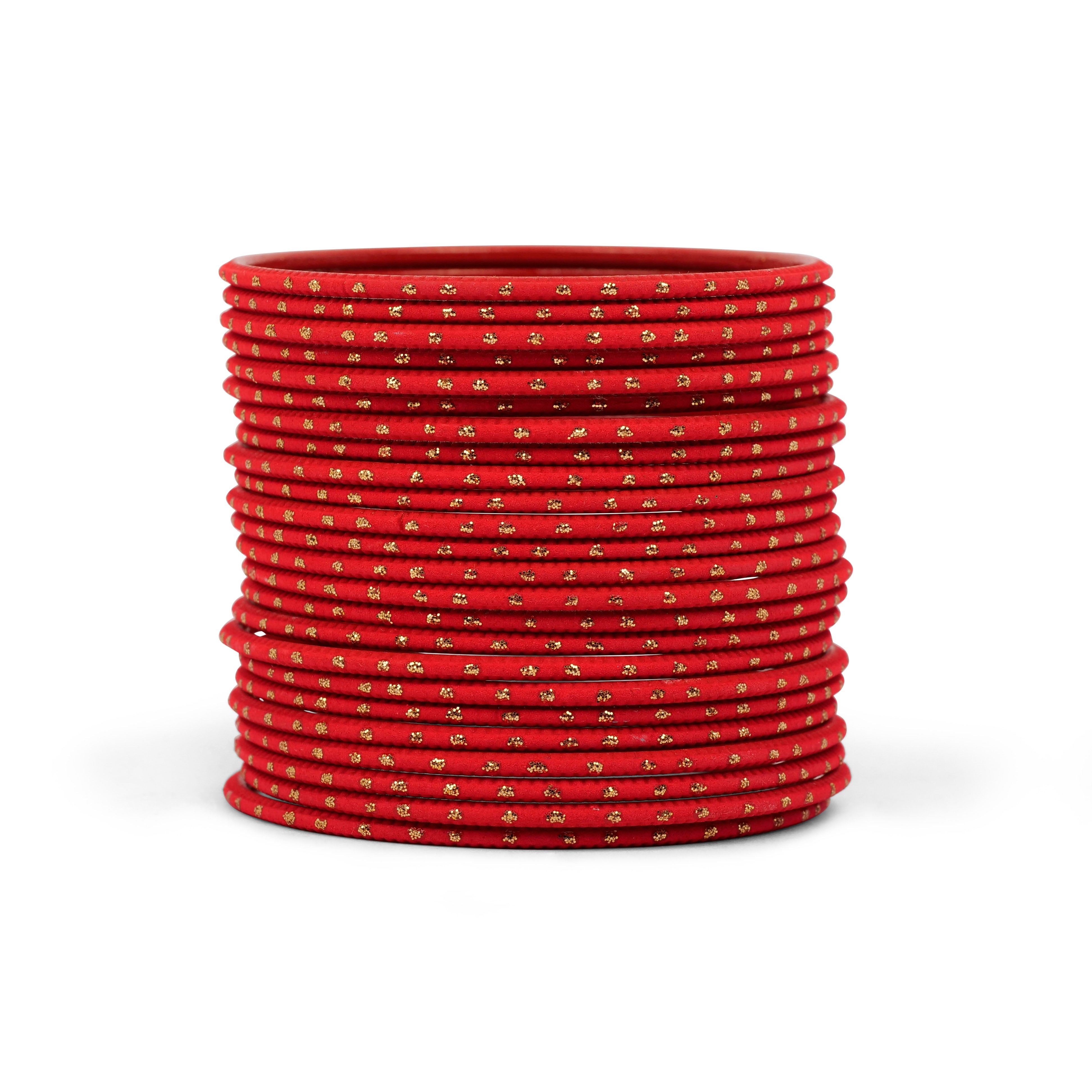 Lava Red Gold Dot Bangles