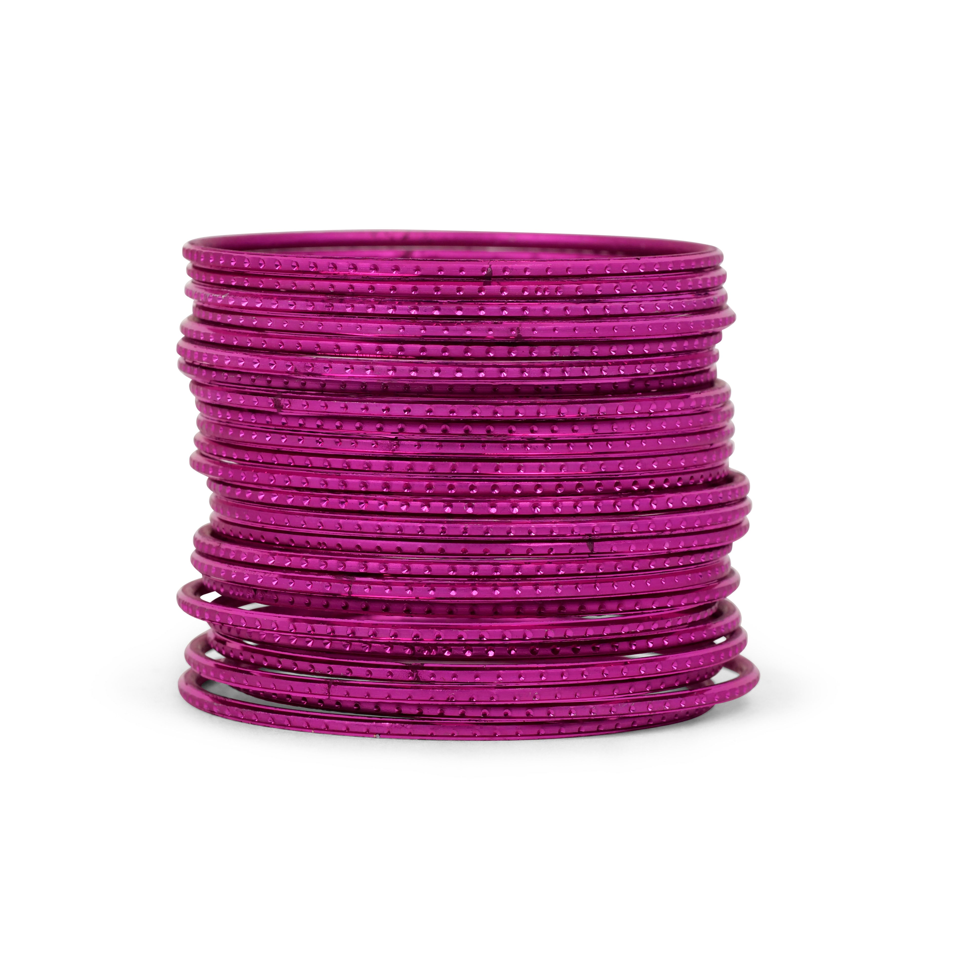 Dot Embossed Fuchsia Pink Bangles