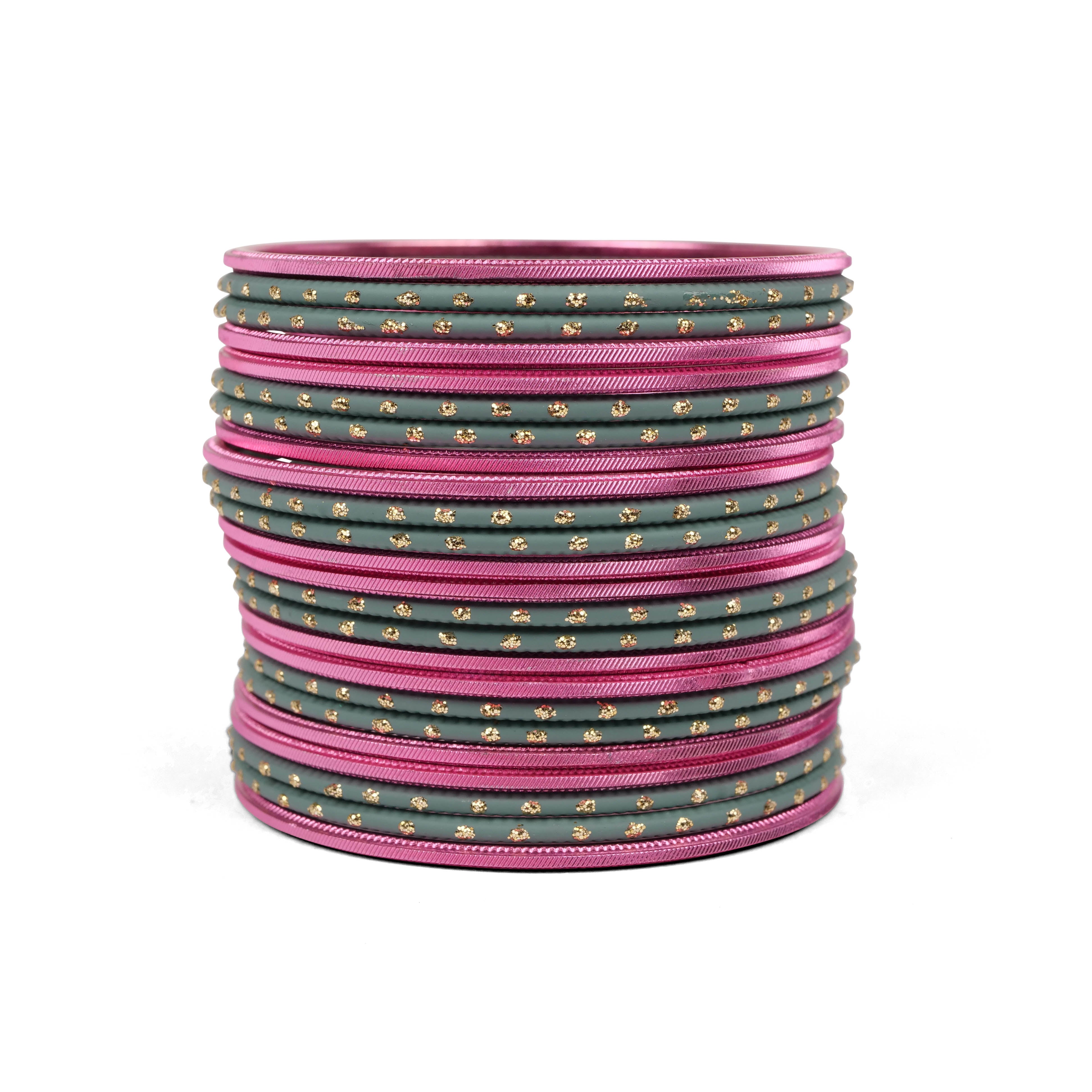 Muted Grey and Pink Bangle Stack