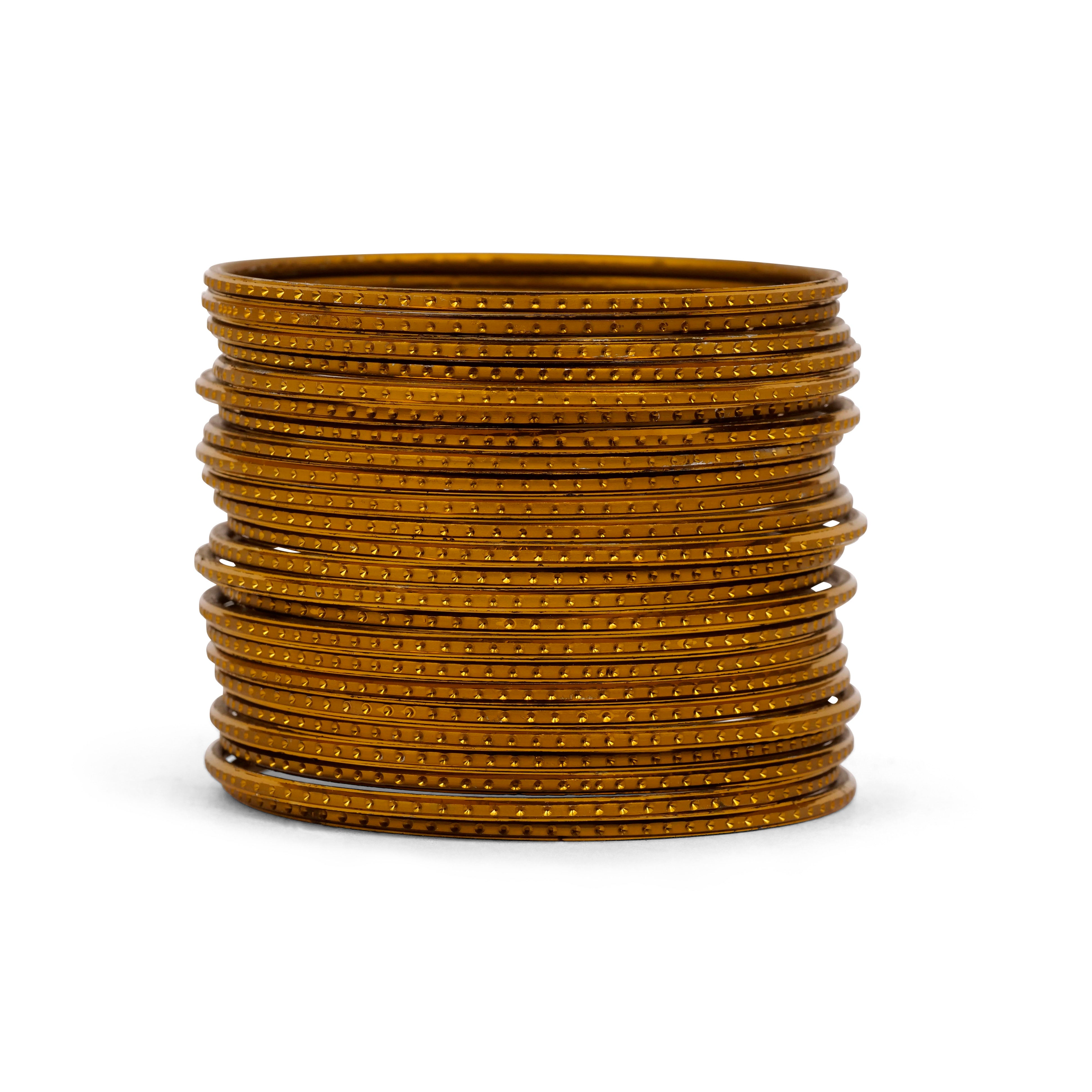 Dot Embossed Dark Mustard Bangles