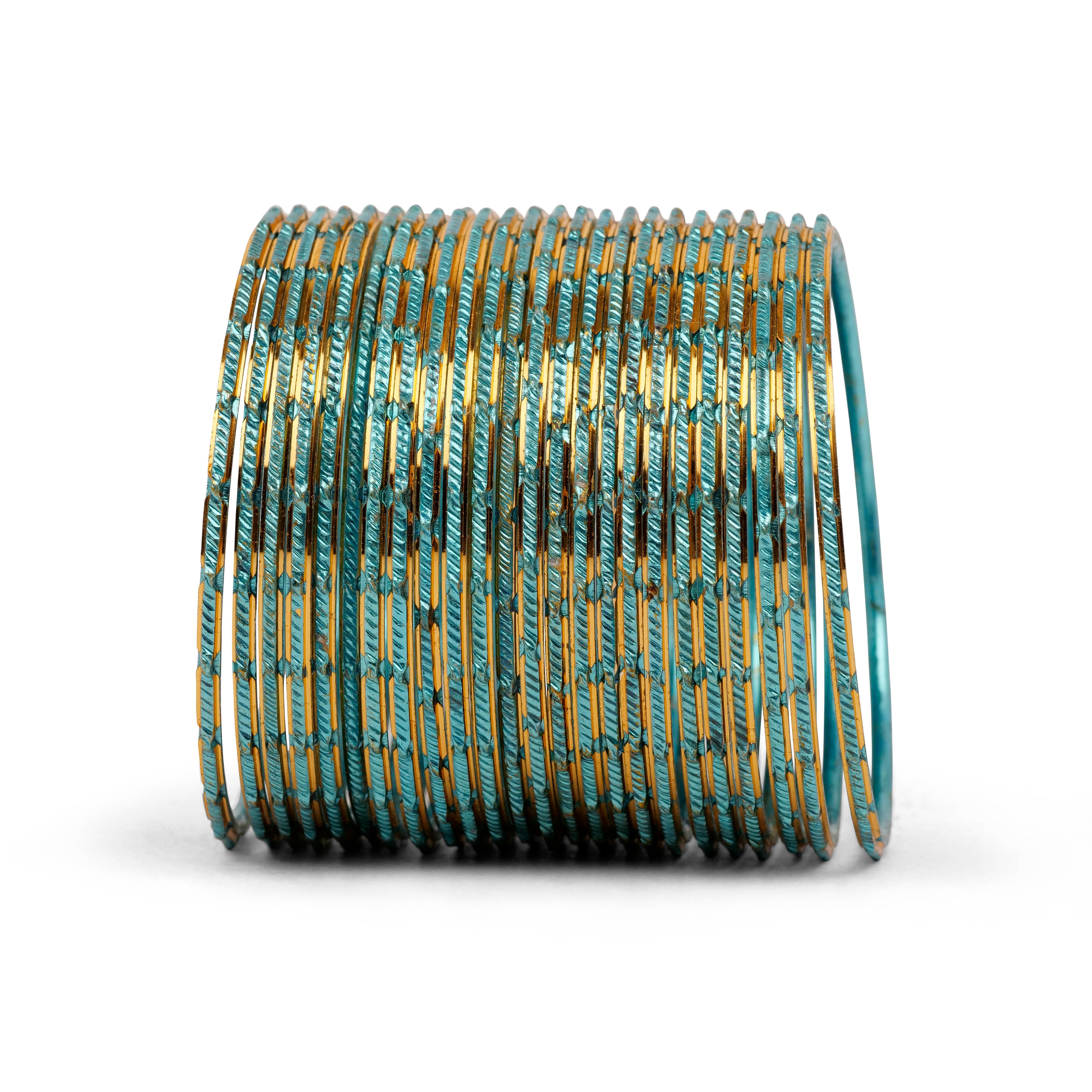 Gold Edge Bangles in Light Blue