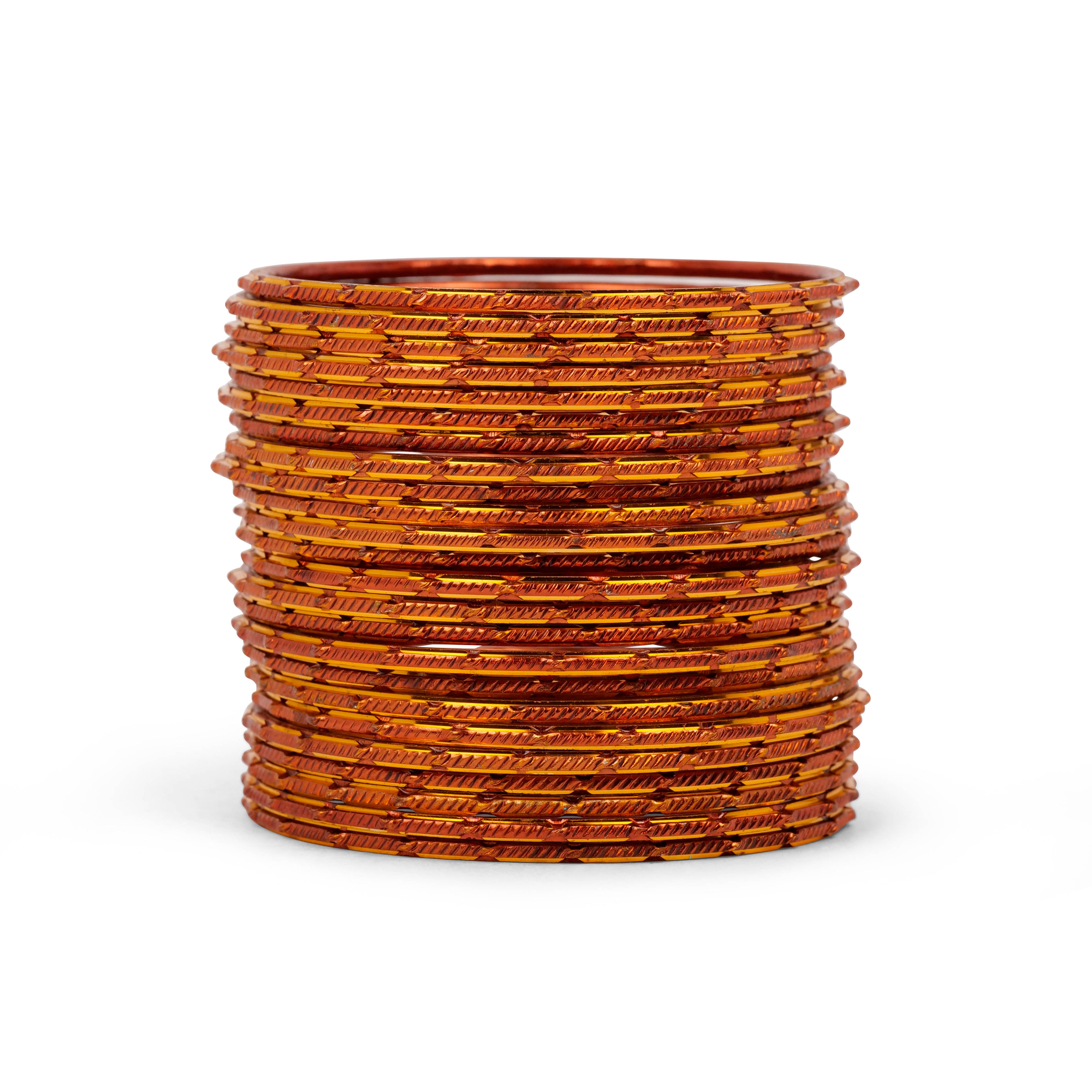 Gold Edge Bangles in Terracotta