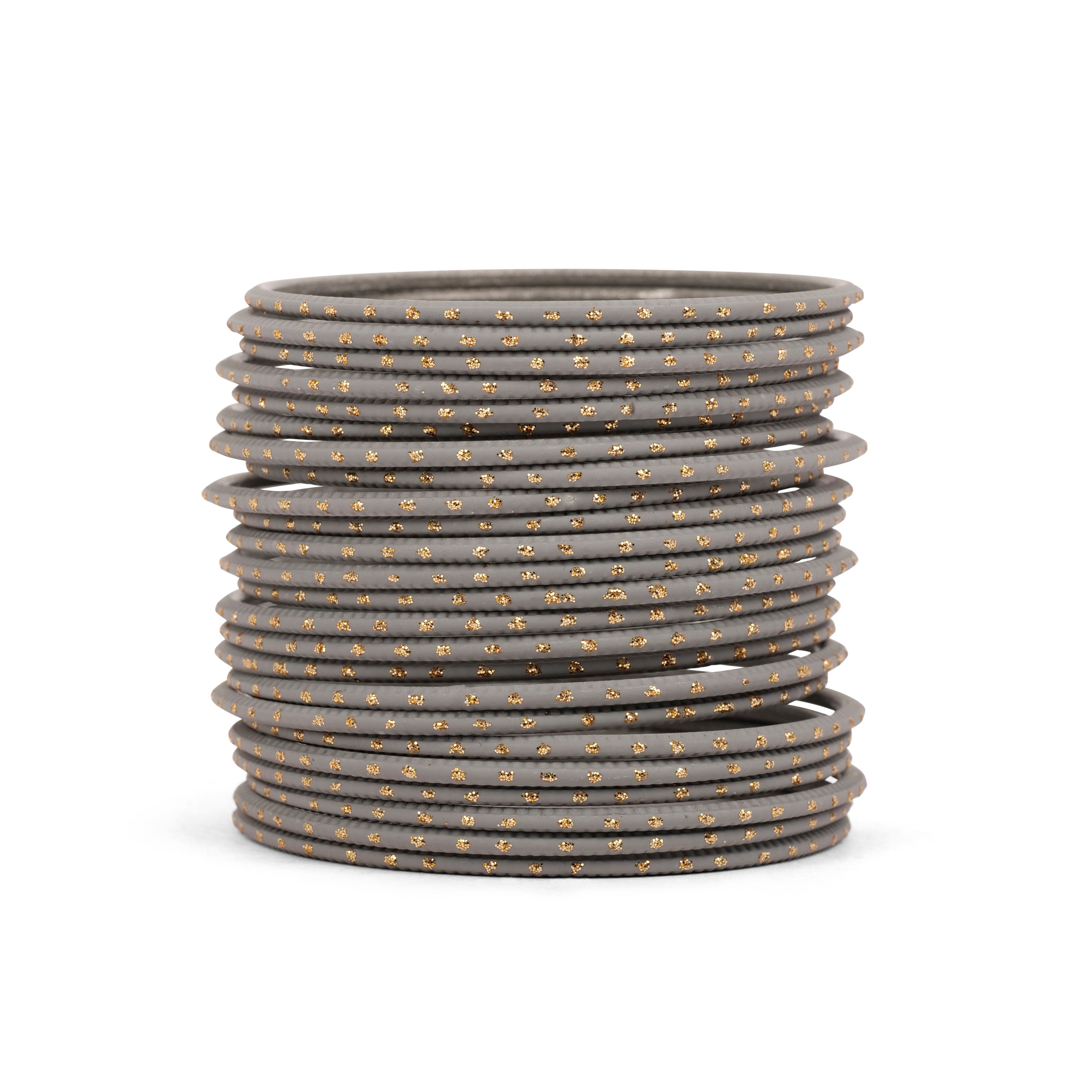 Pewter Grey Gold Dot Bangles