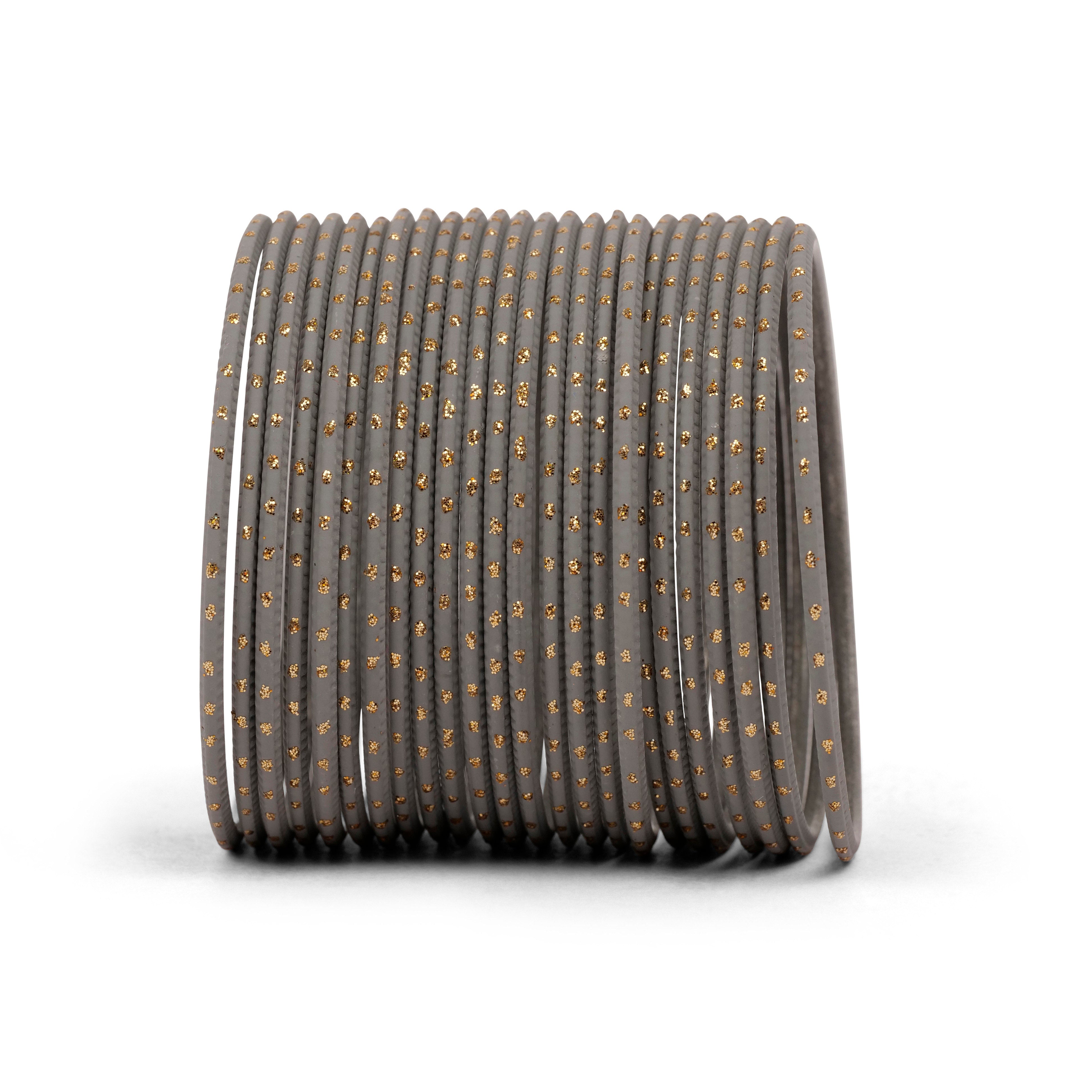 Pewter Grey Gold Dot Bangles