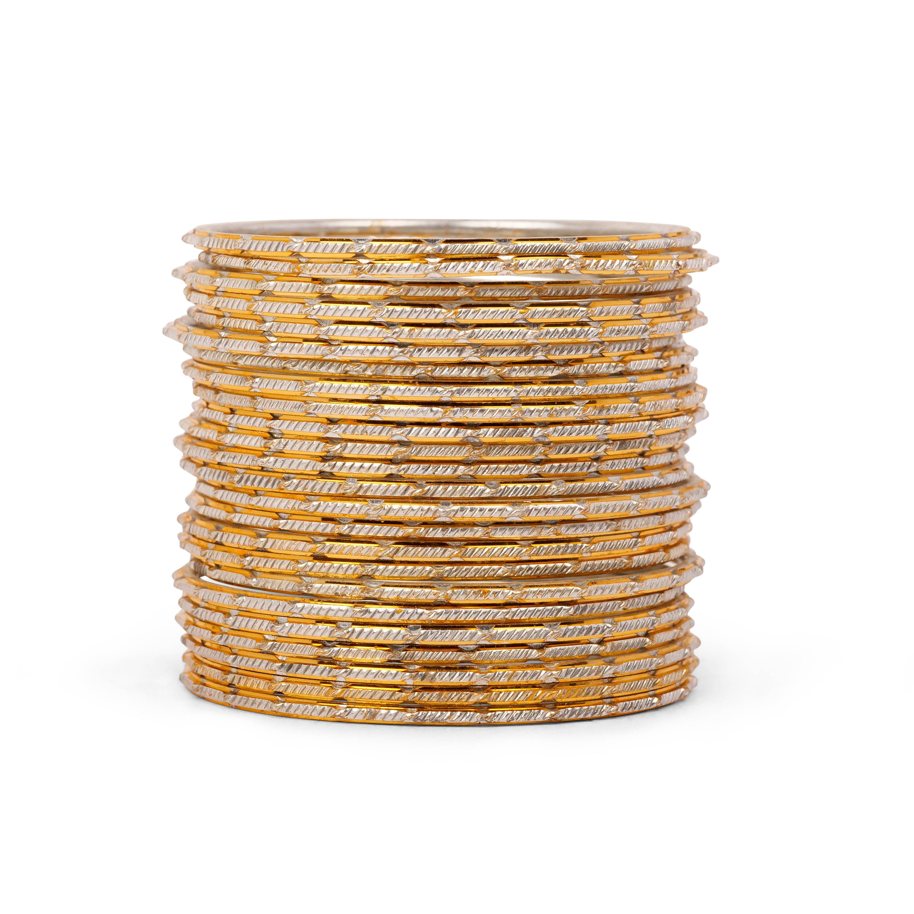 Gold Edge Bangles in Light Grey
