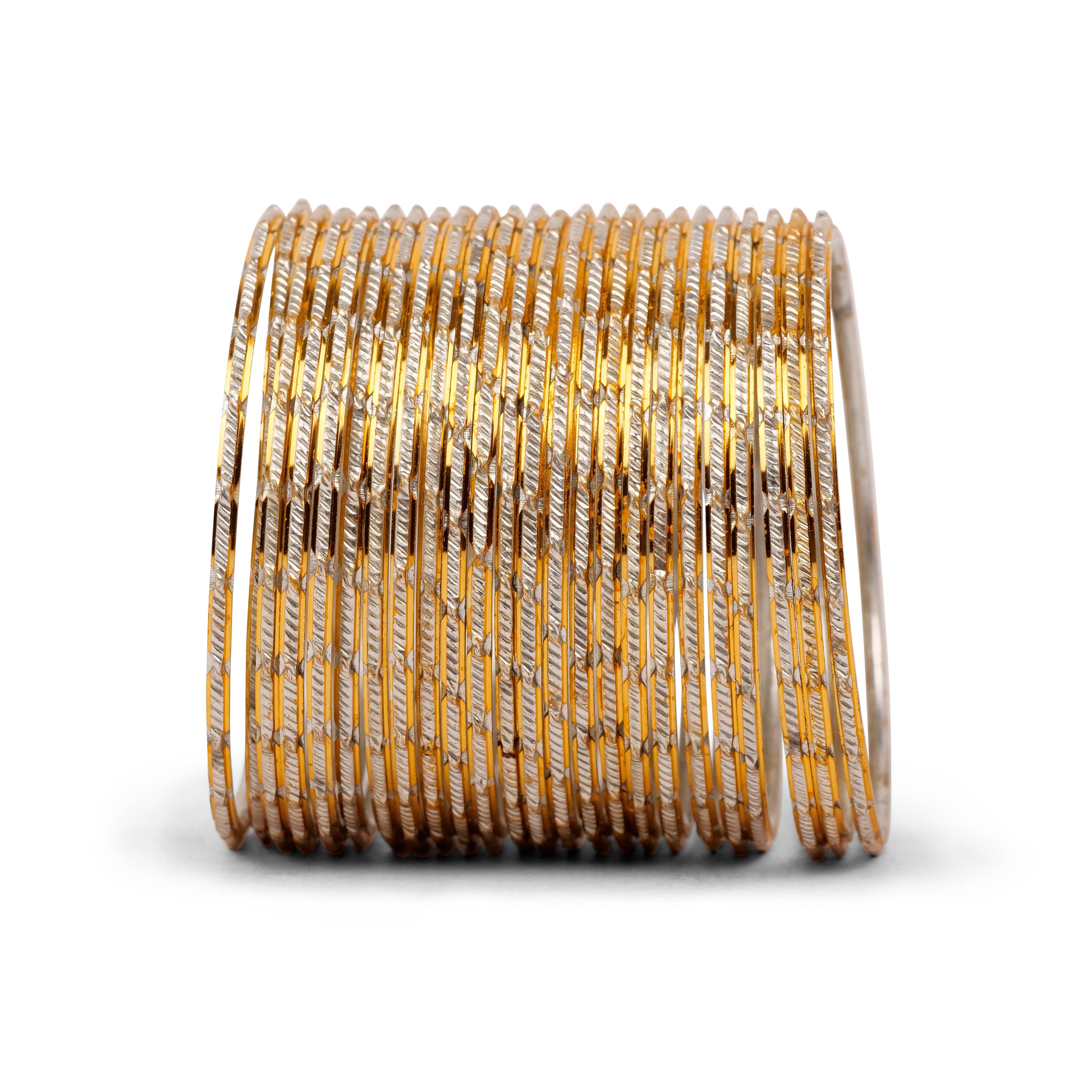 Gold Edge Bangles in Light Grey