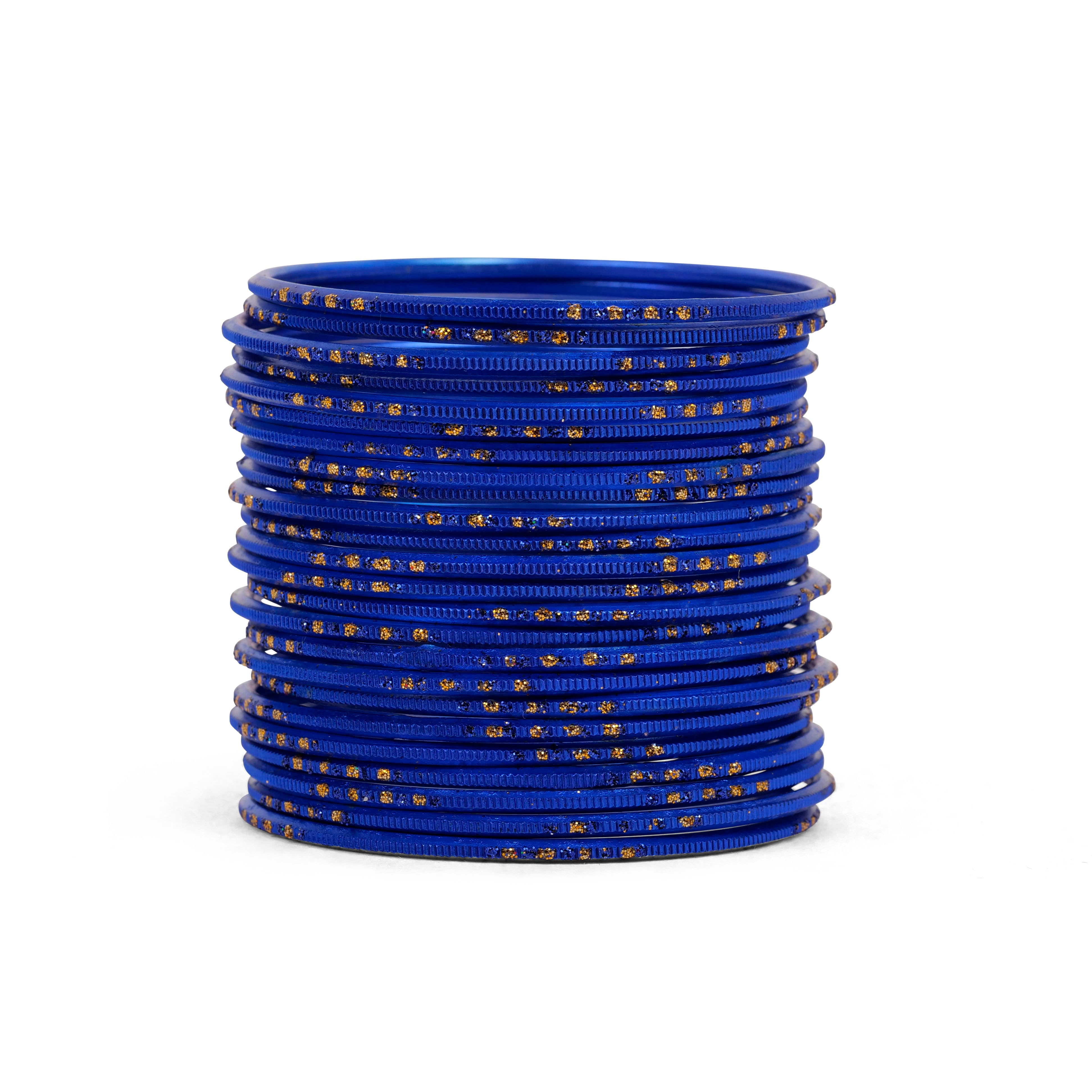 Cobalt Blue Glitter Etched Bangles