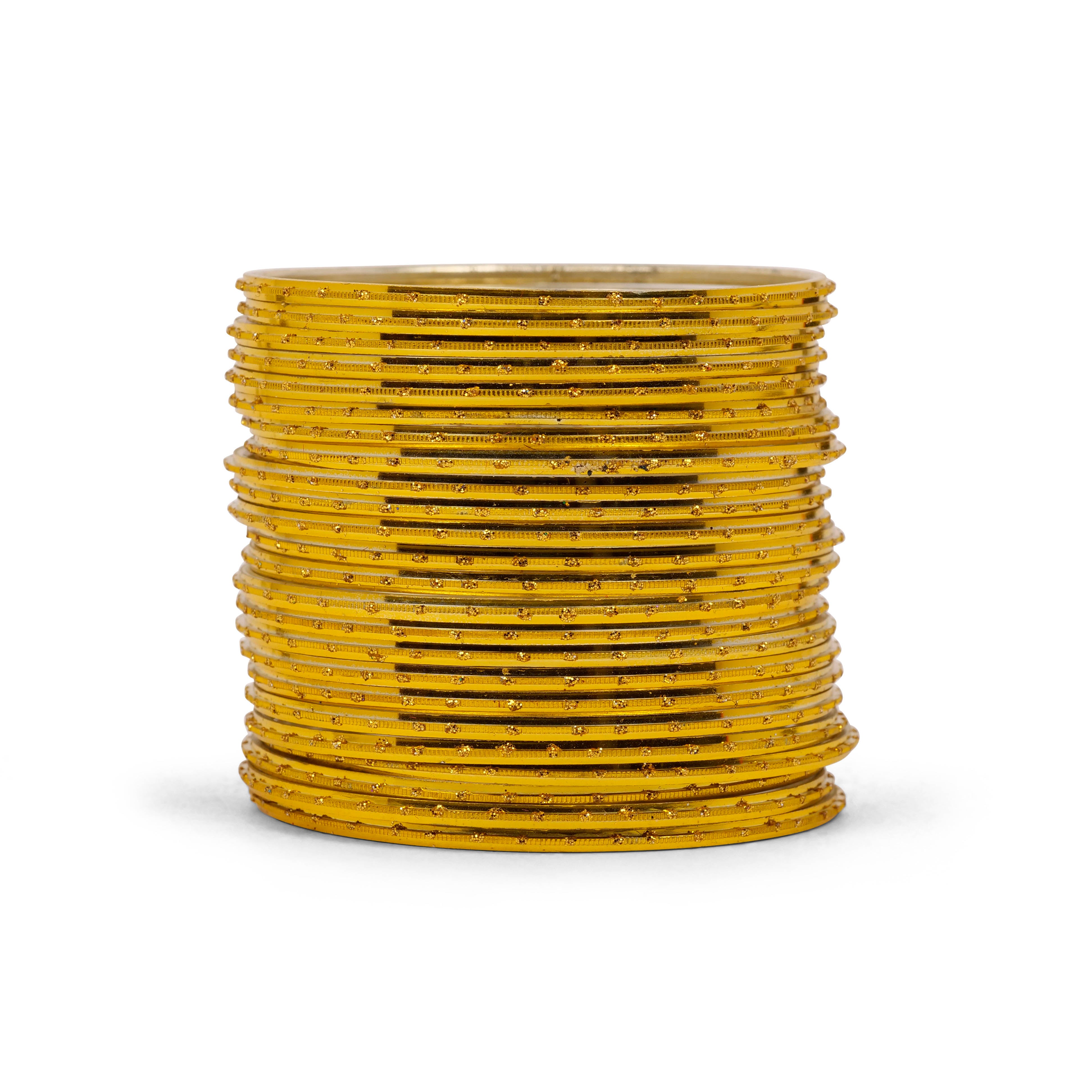 Mustard Diamond Cut Glitter Bangles