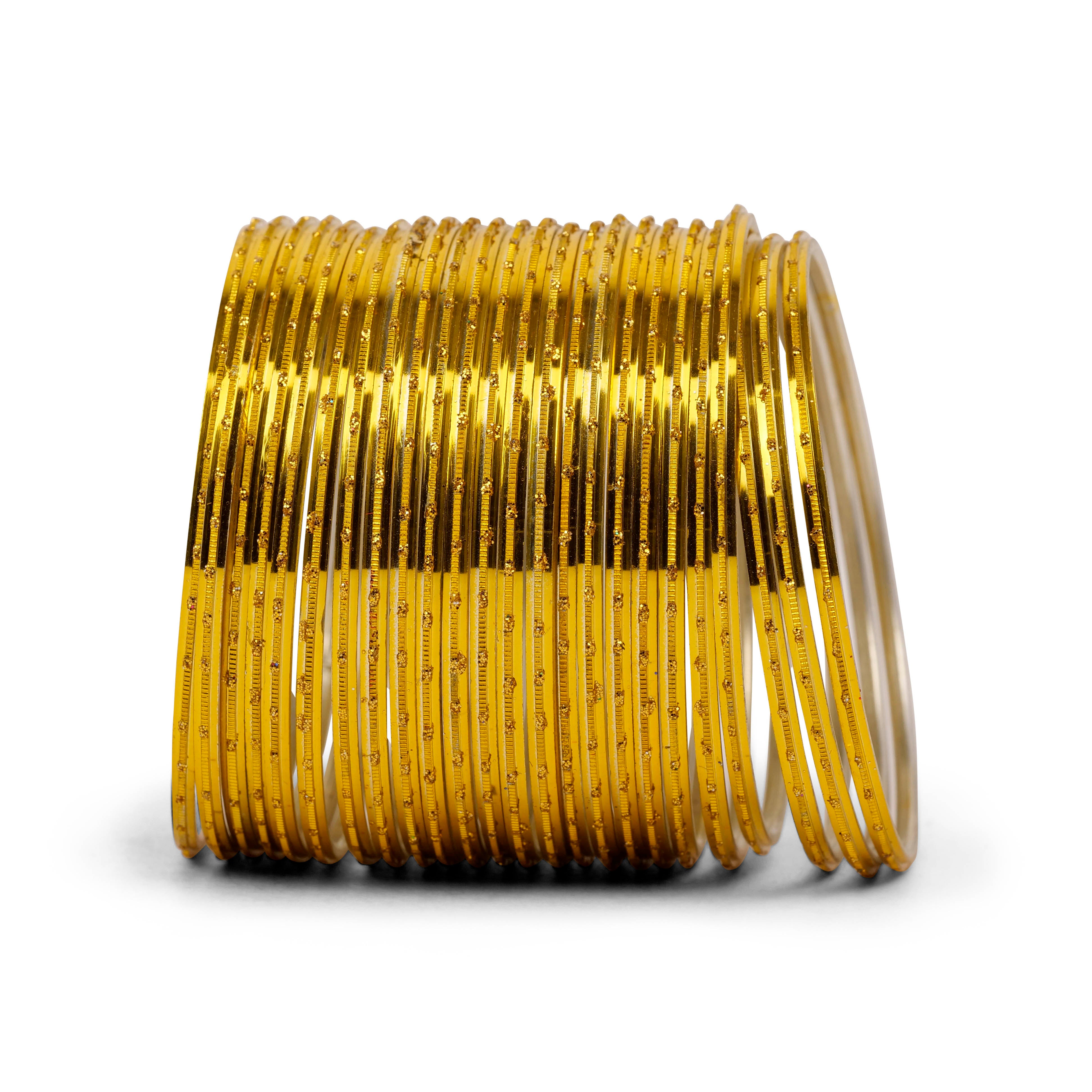 Mustard Diamond Cut Glitter Bangles