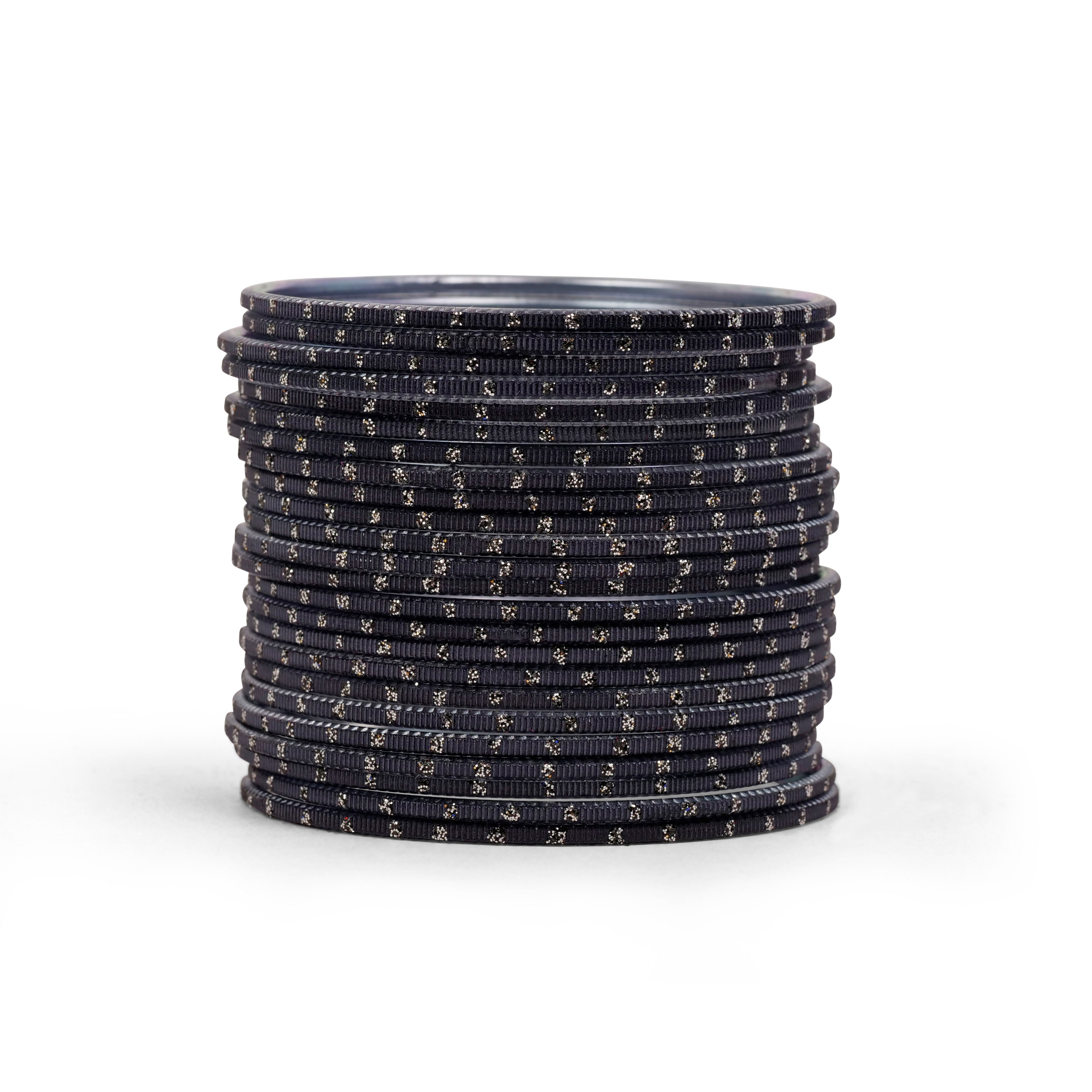 Grey Diamond Cut Glitter Bangles