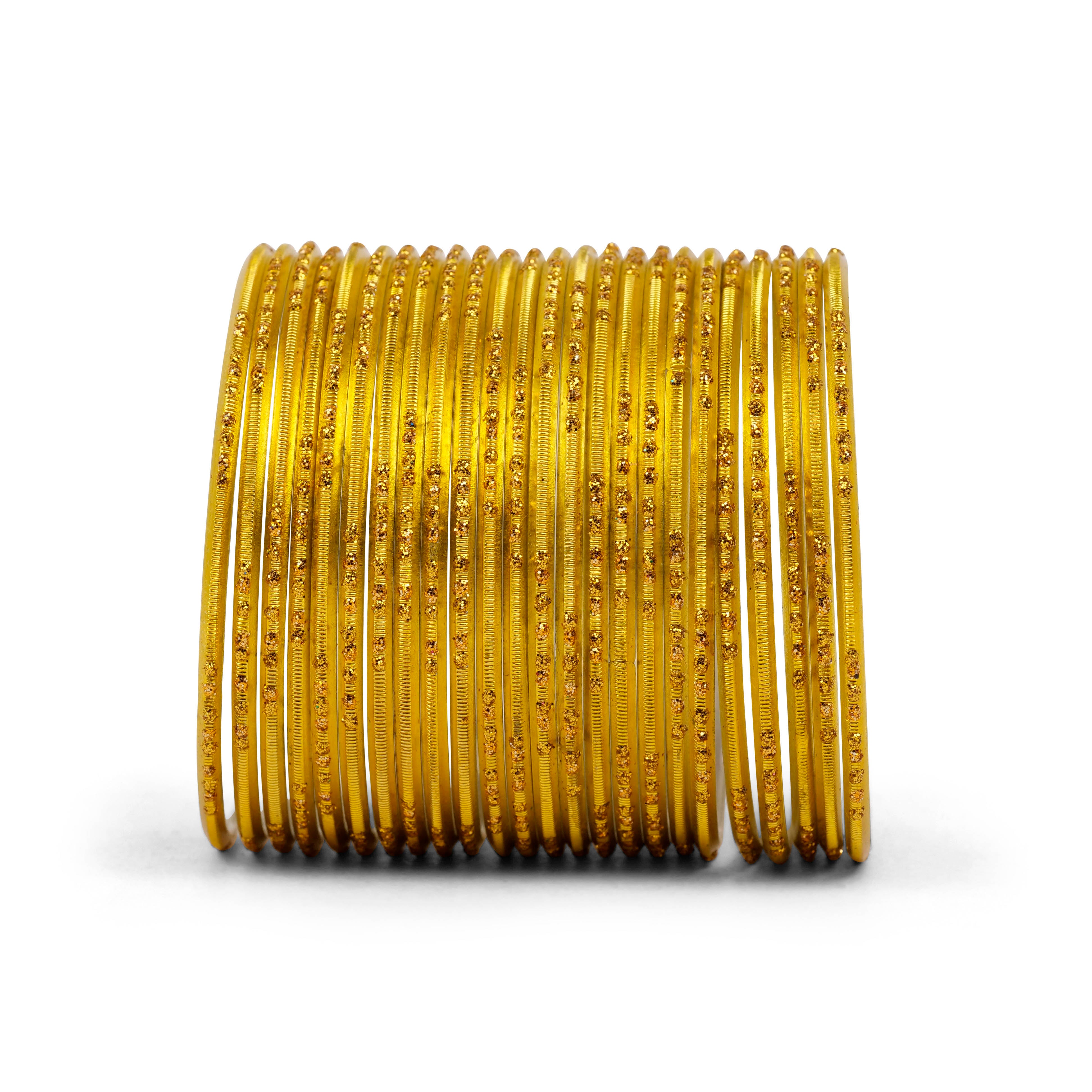 Mustard Glitter Etched Bangles