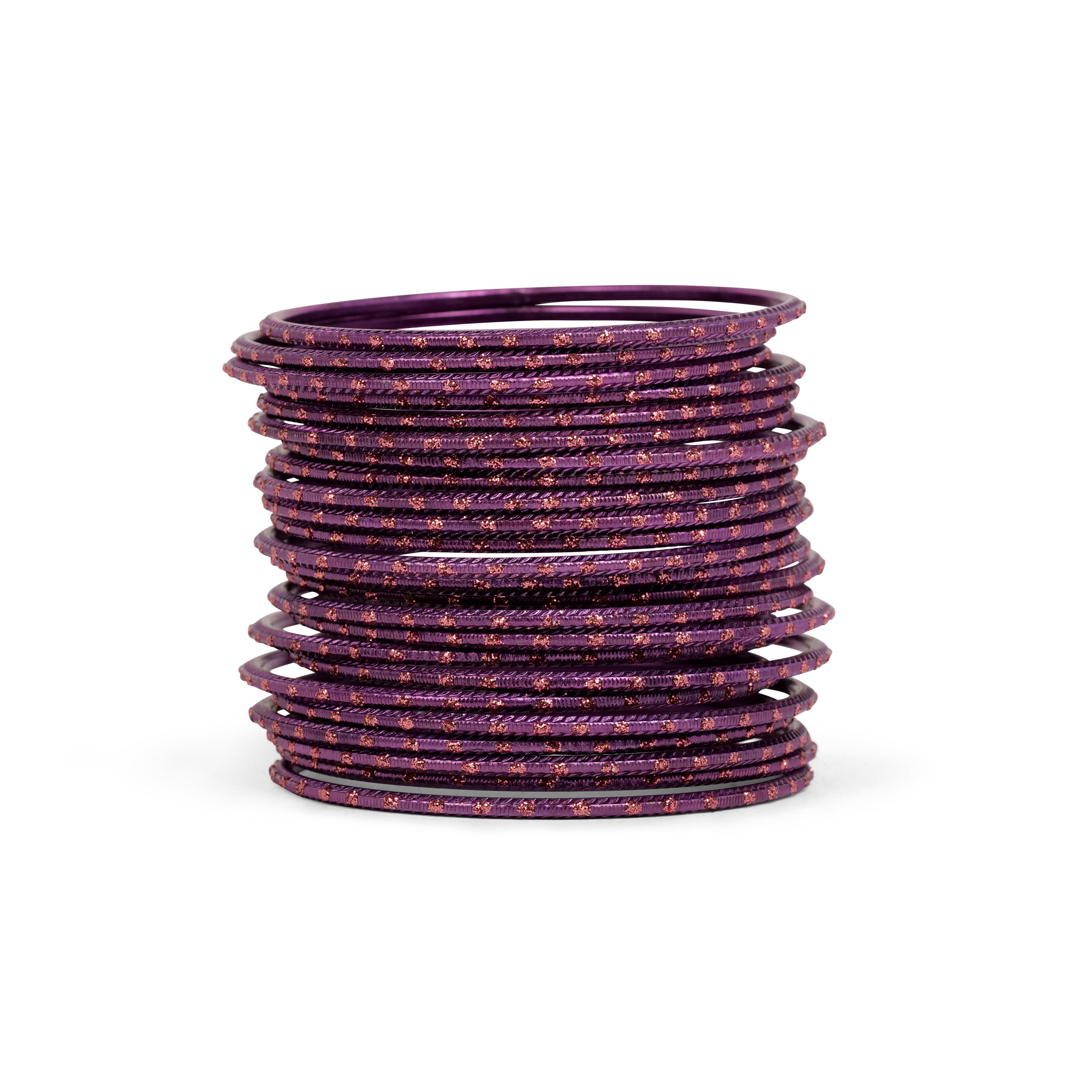 Purple Glitter Dot Bangles