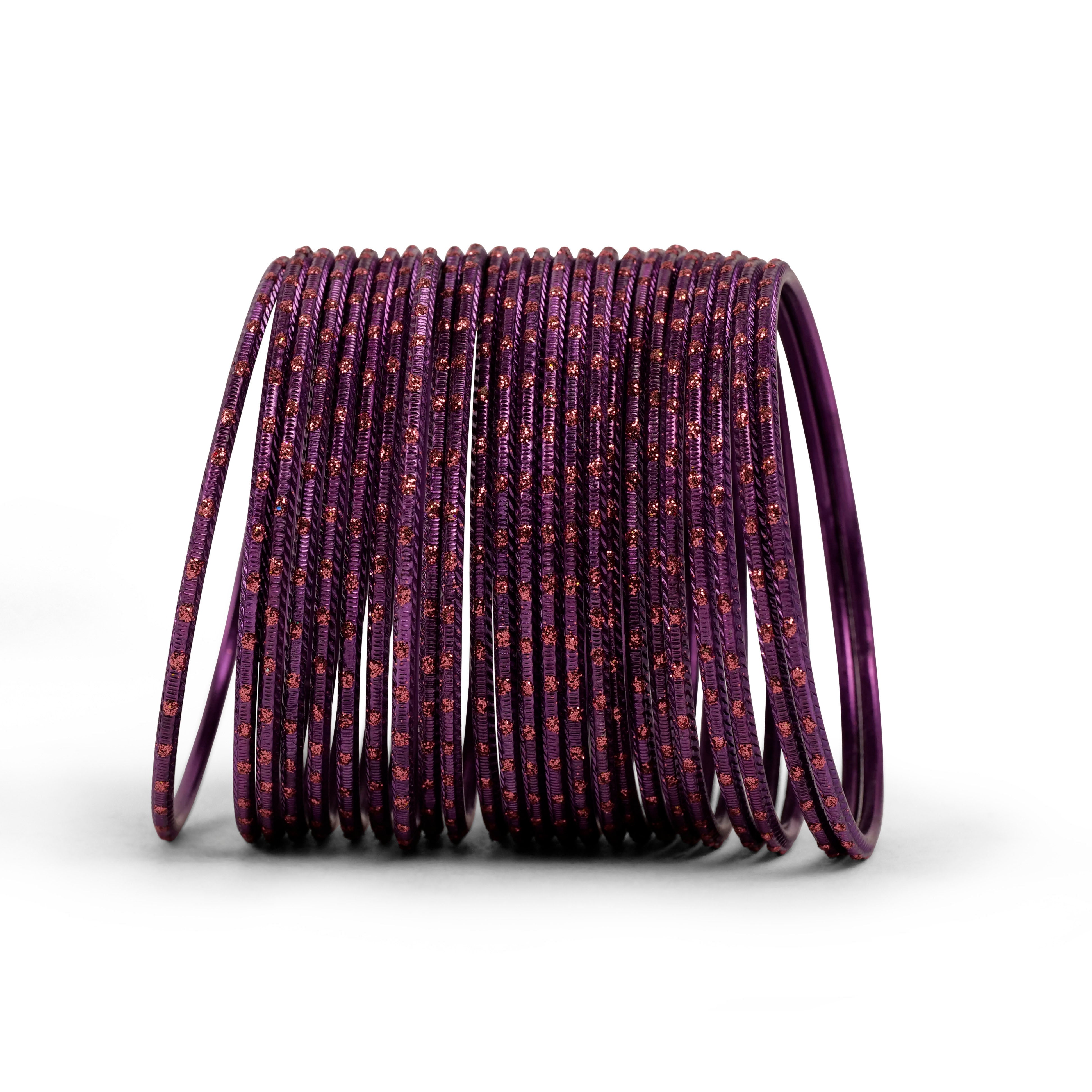 Purple Glitter Dot Bangles