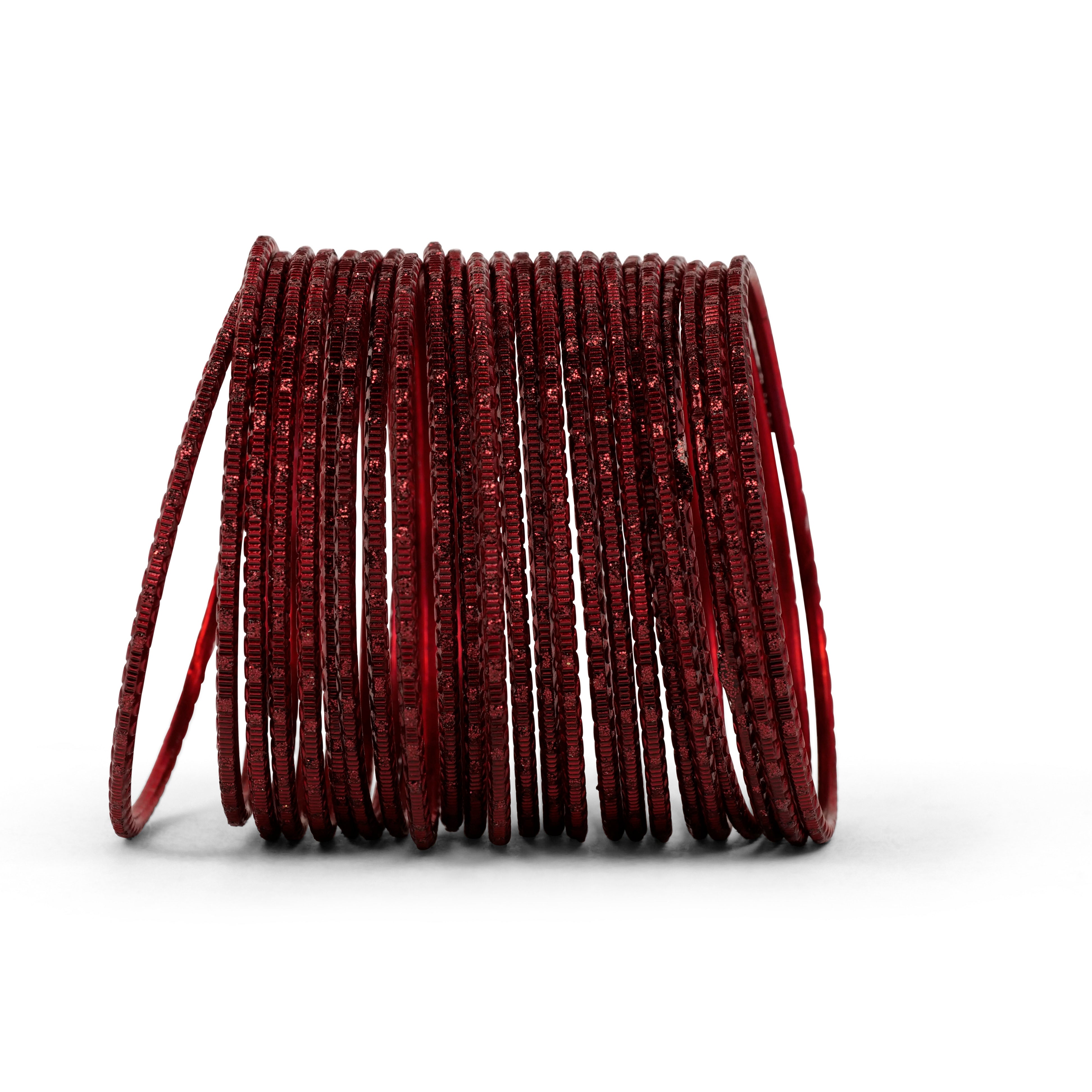 Maroon Diamond Cut Glitter Bangles