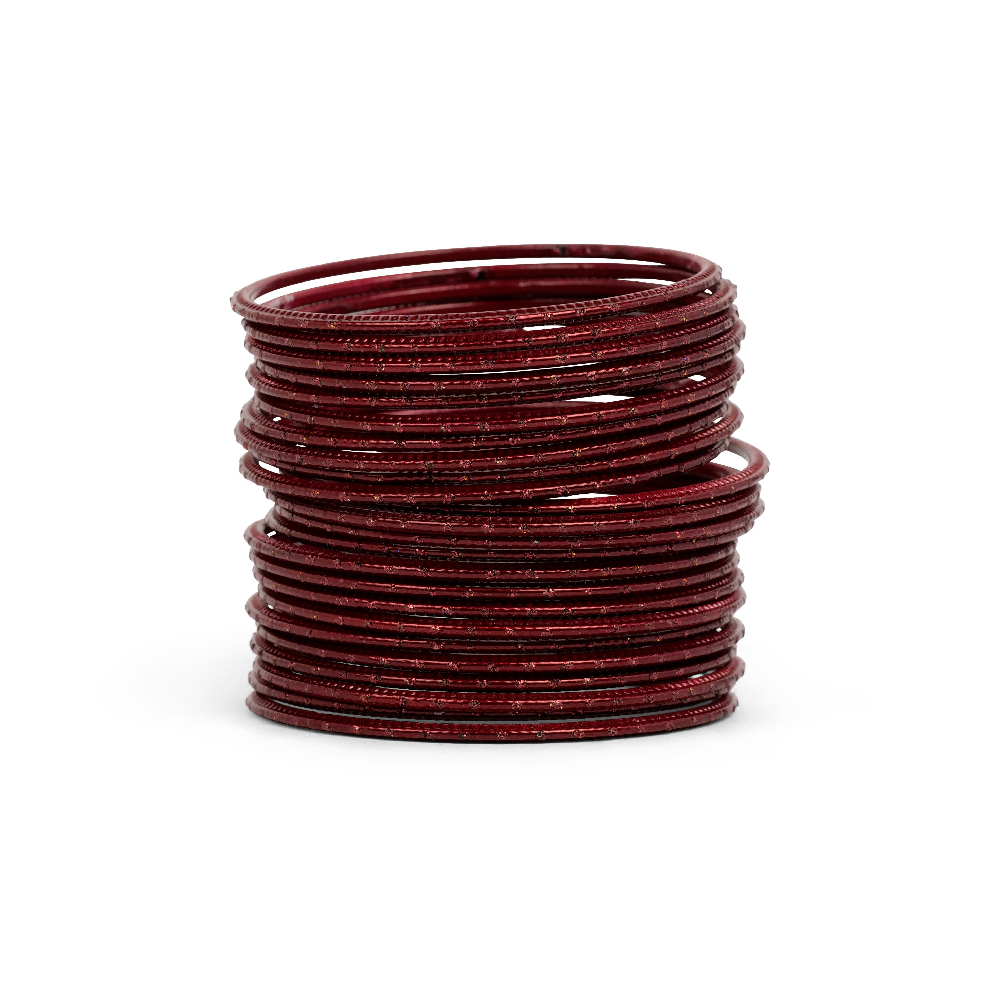 Maroon Gloss Glitter Dot Bangles