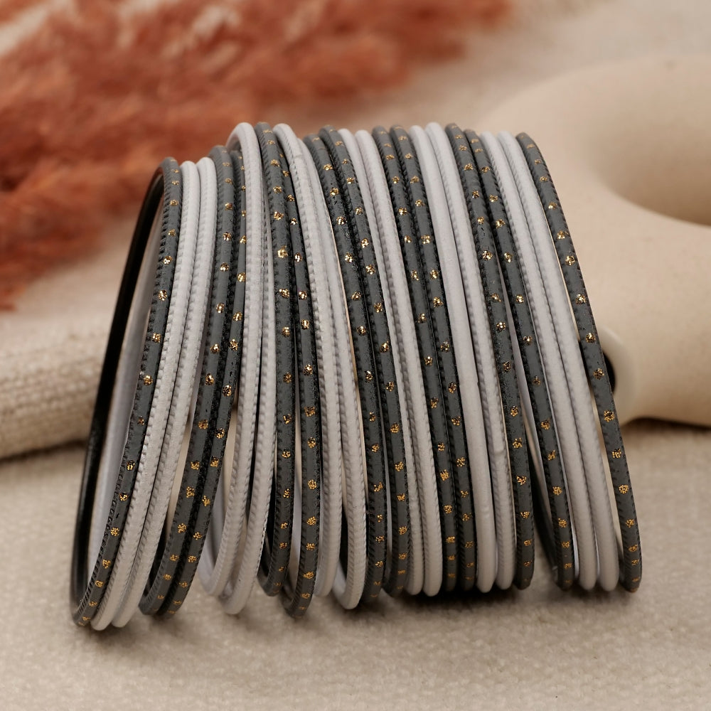 Smokey Grey Gold Dot Bangles