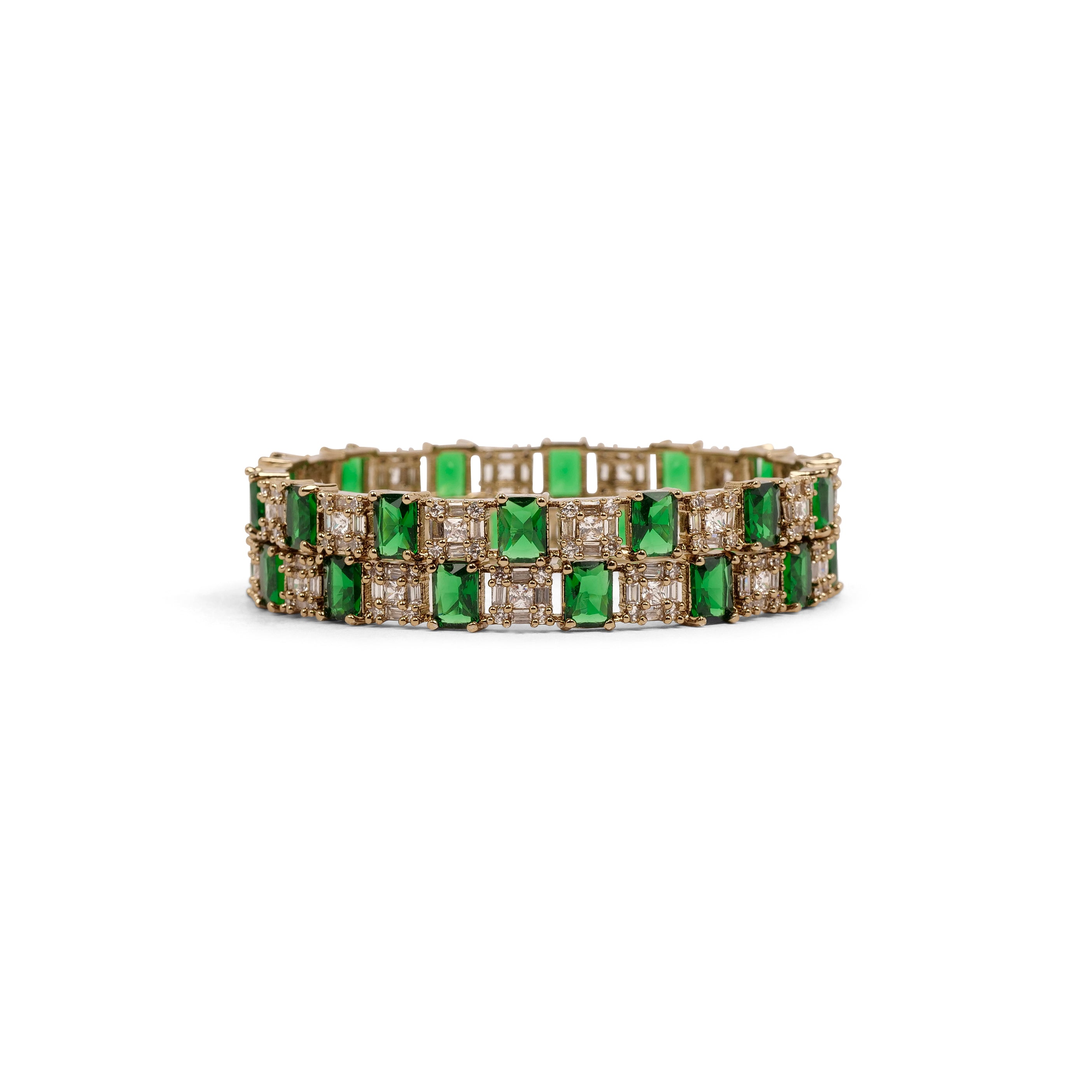 Green and White Cubic Zirconia Bangles