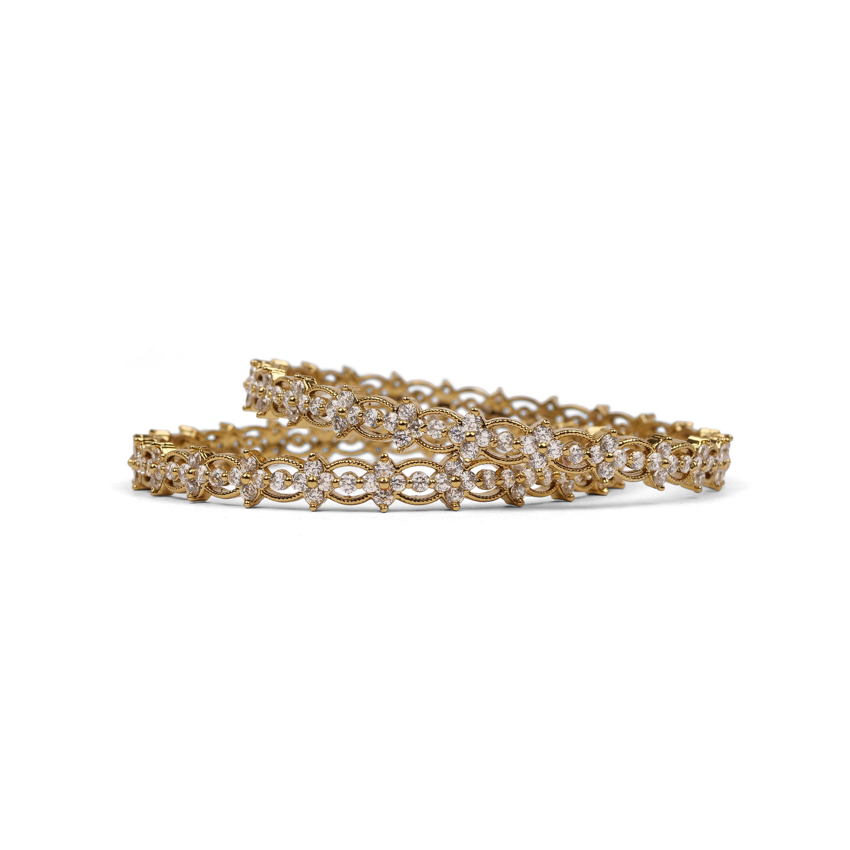 Ishani Cubic Zirconia Bangles in White