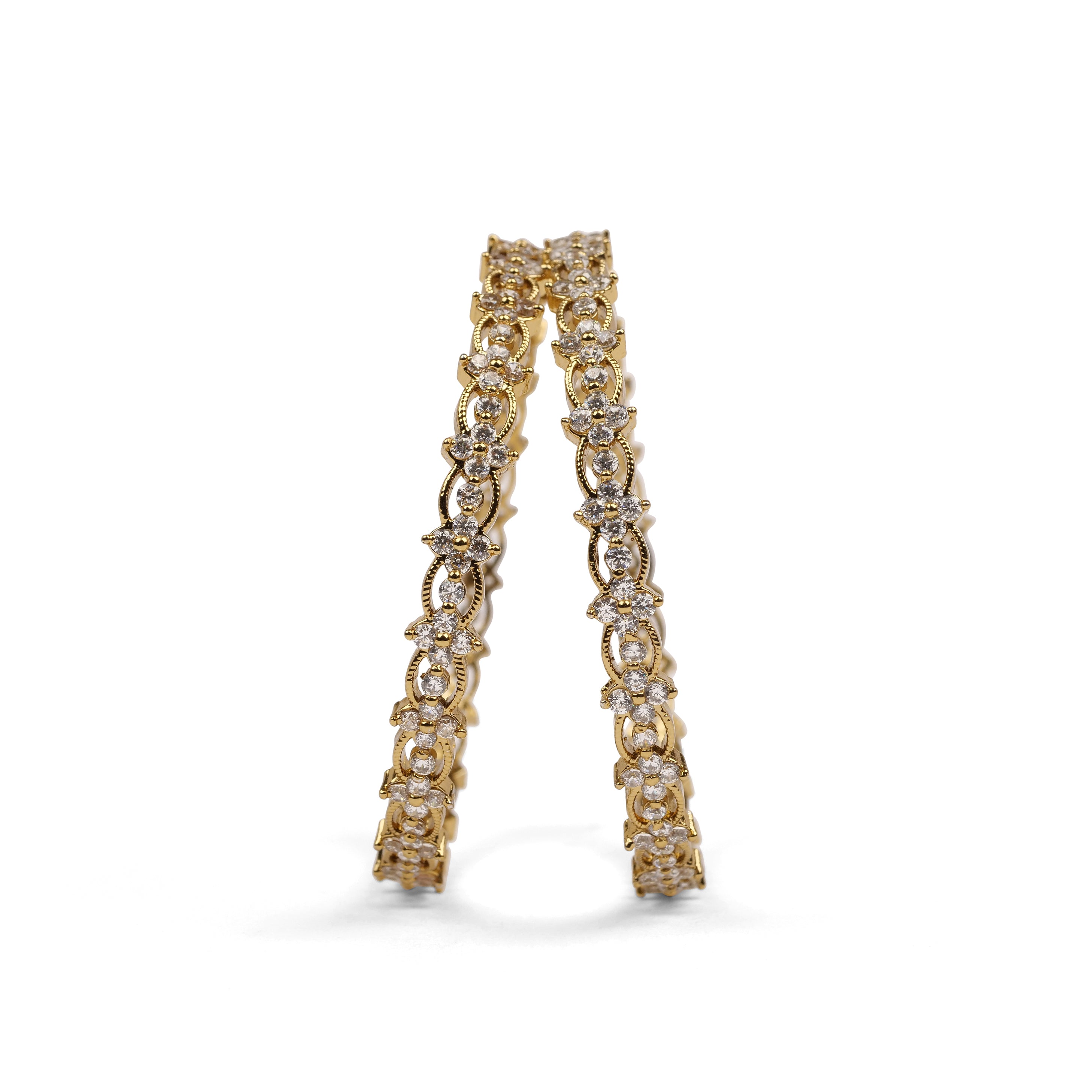Ishani Cubic Zirconia Bangles in White