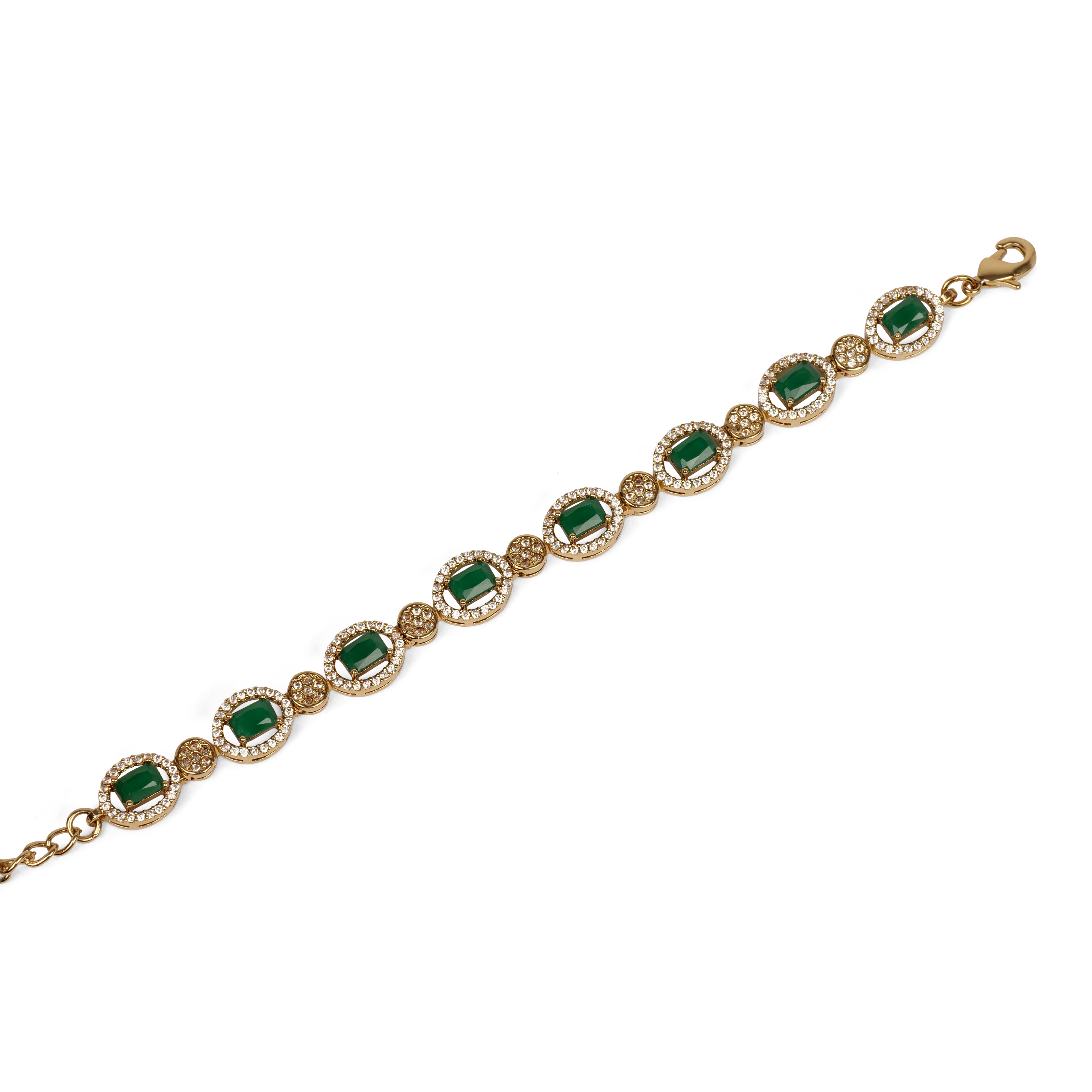 Green Halo Cubic Zirconia Bracelet