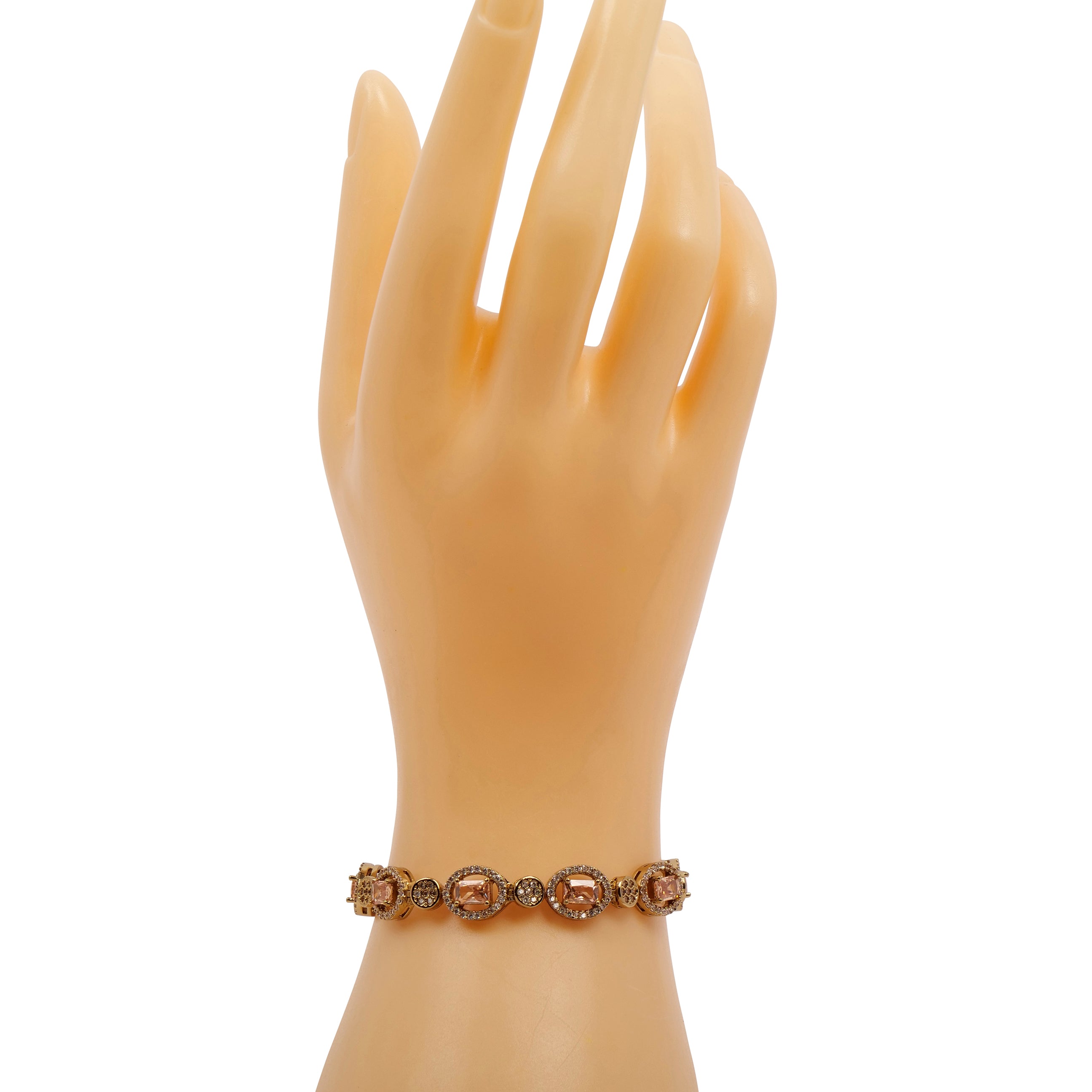 Light Topaz Halo Cubic Zirconia Bracelet
