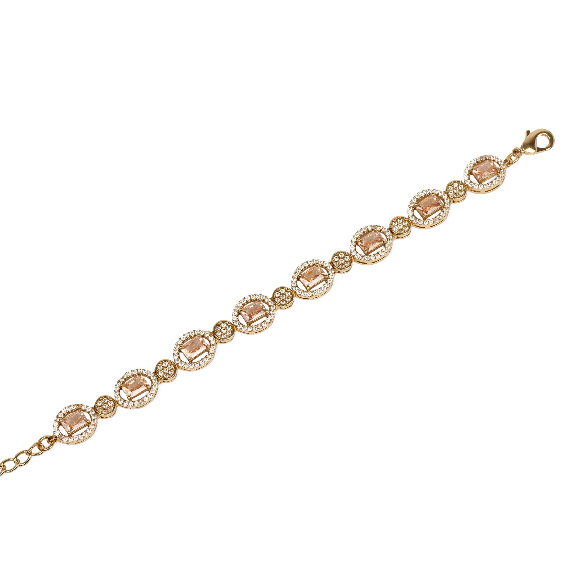 Light Topaz Halo Cubic Zirconia Bracelet