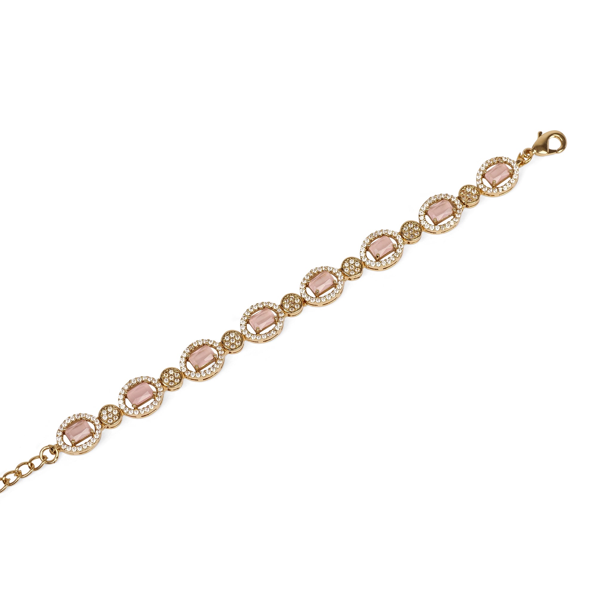 Pink Halo Cubic Zirconia Bracelet