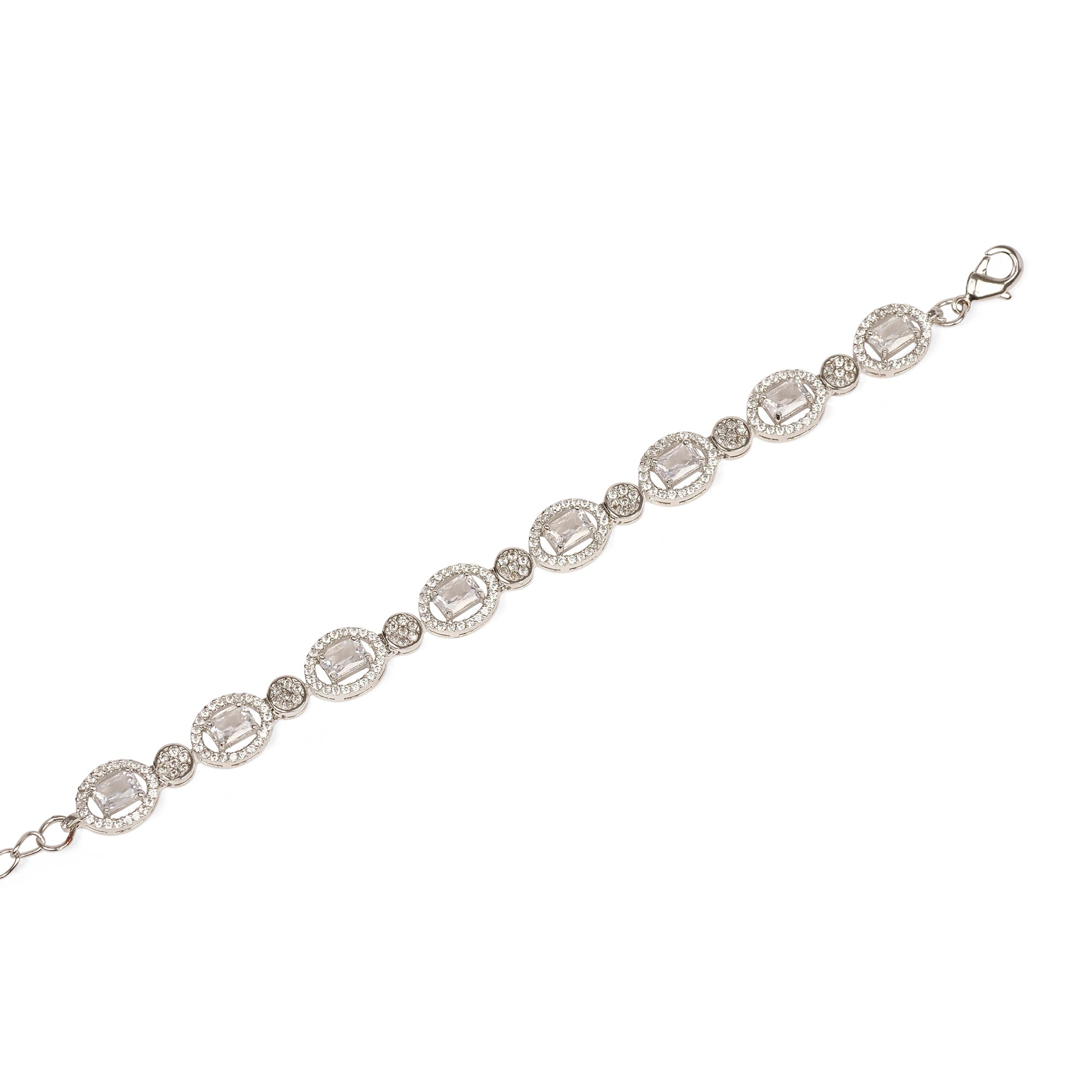 Rhodium Halo Cubic Zirconia Bracelet