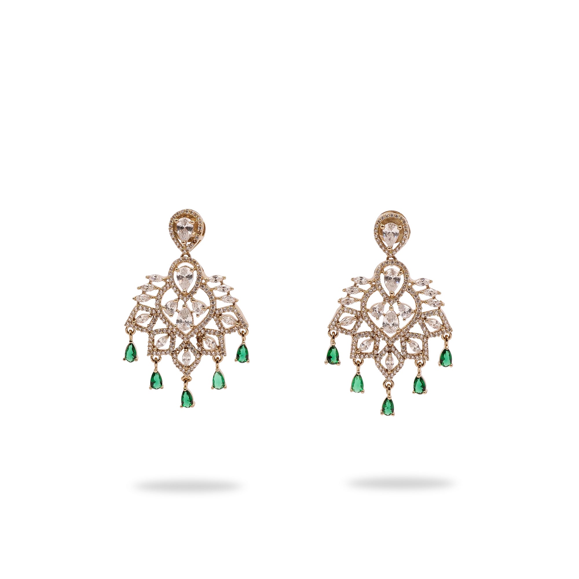 Avery Cubic Zirconia Earrings in Green