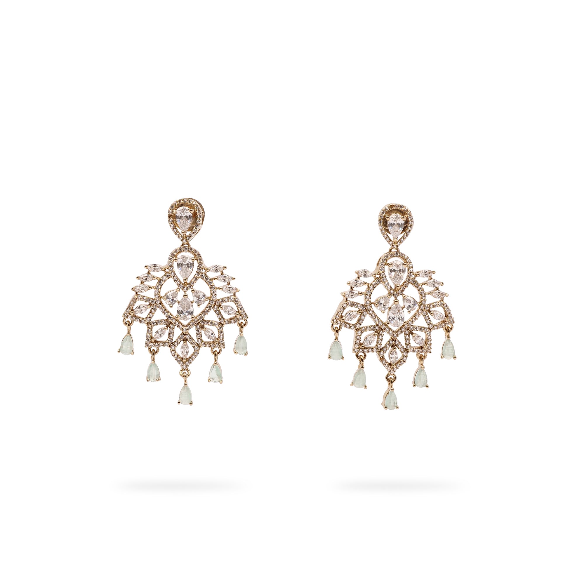 Avery Cubic Zirconia Earrings in Mint