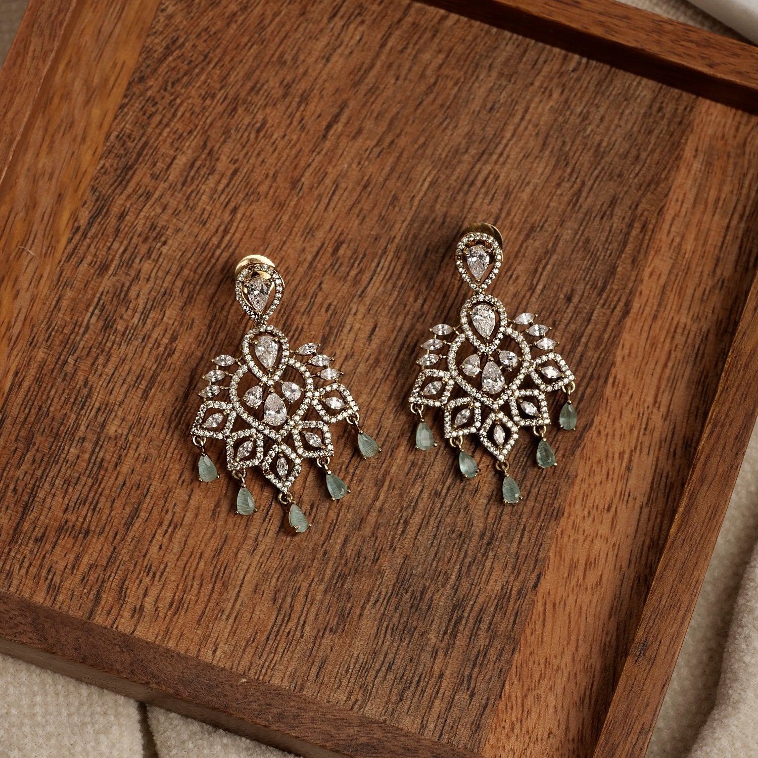 Avery Cubic Zirconia Earrings in Mint