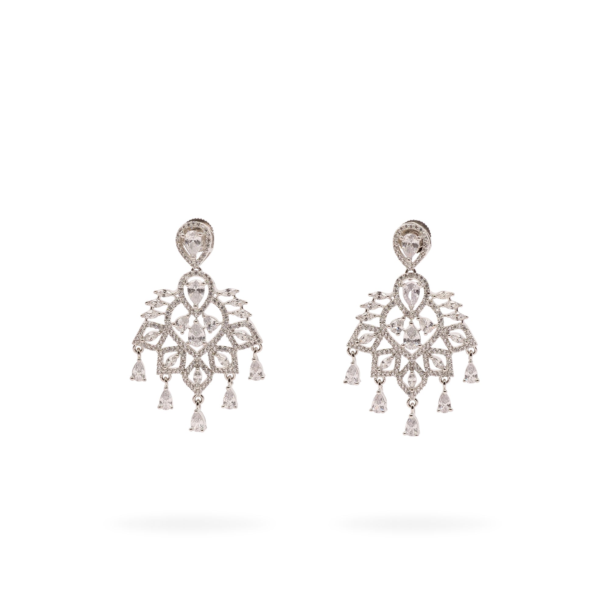 Avery Cubic Zirconia Earrings in Rhodium 