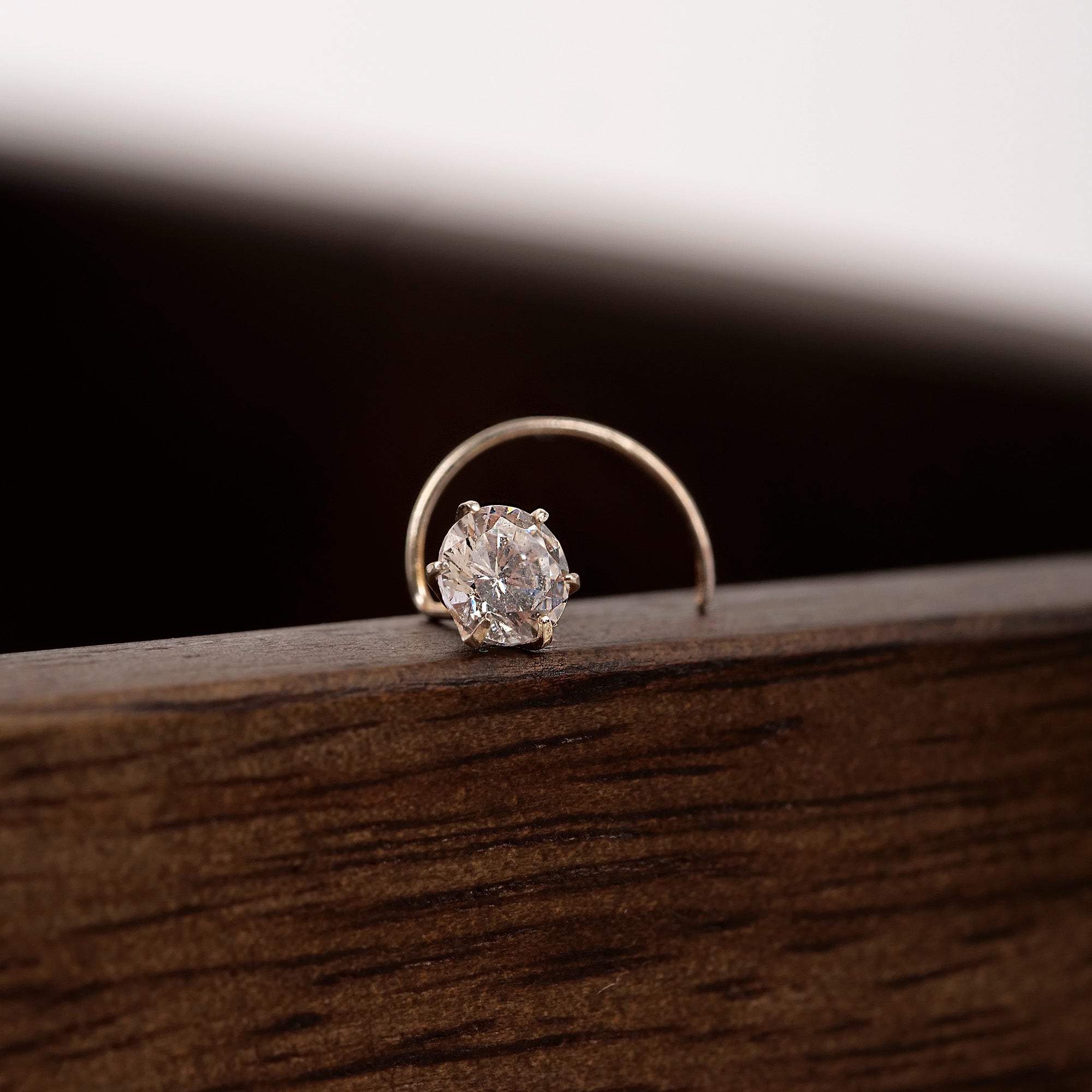 Cubic Zirconia Nose Pin in Rhodium