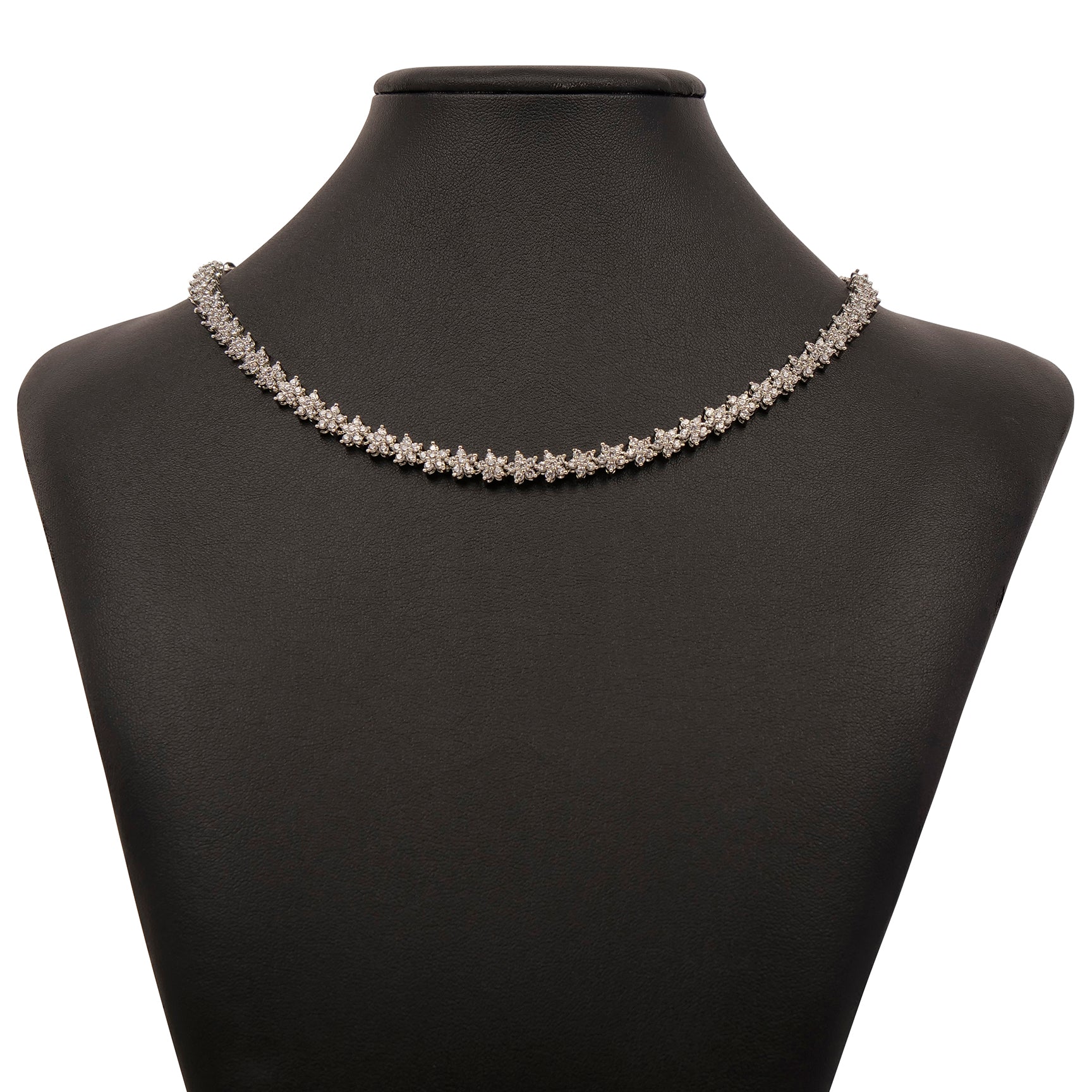 Star Cubic Zirconia Simple Necklace Set in Rhodium