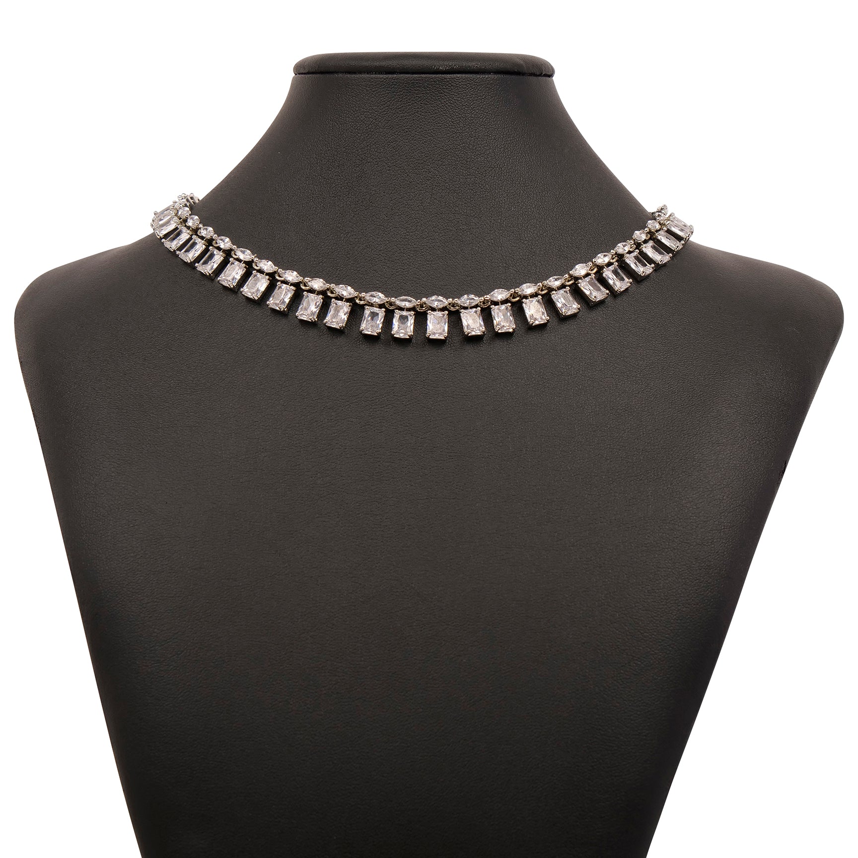 Chic Cubic Zirconia Necklace Set in Rhodium