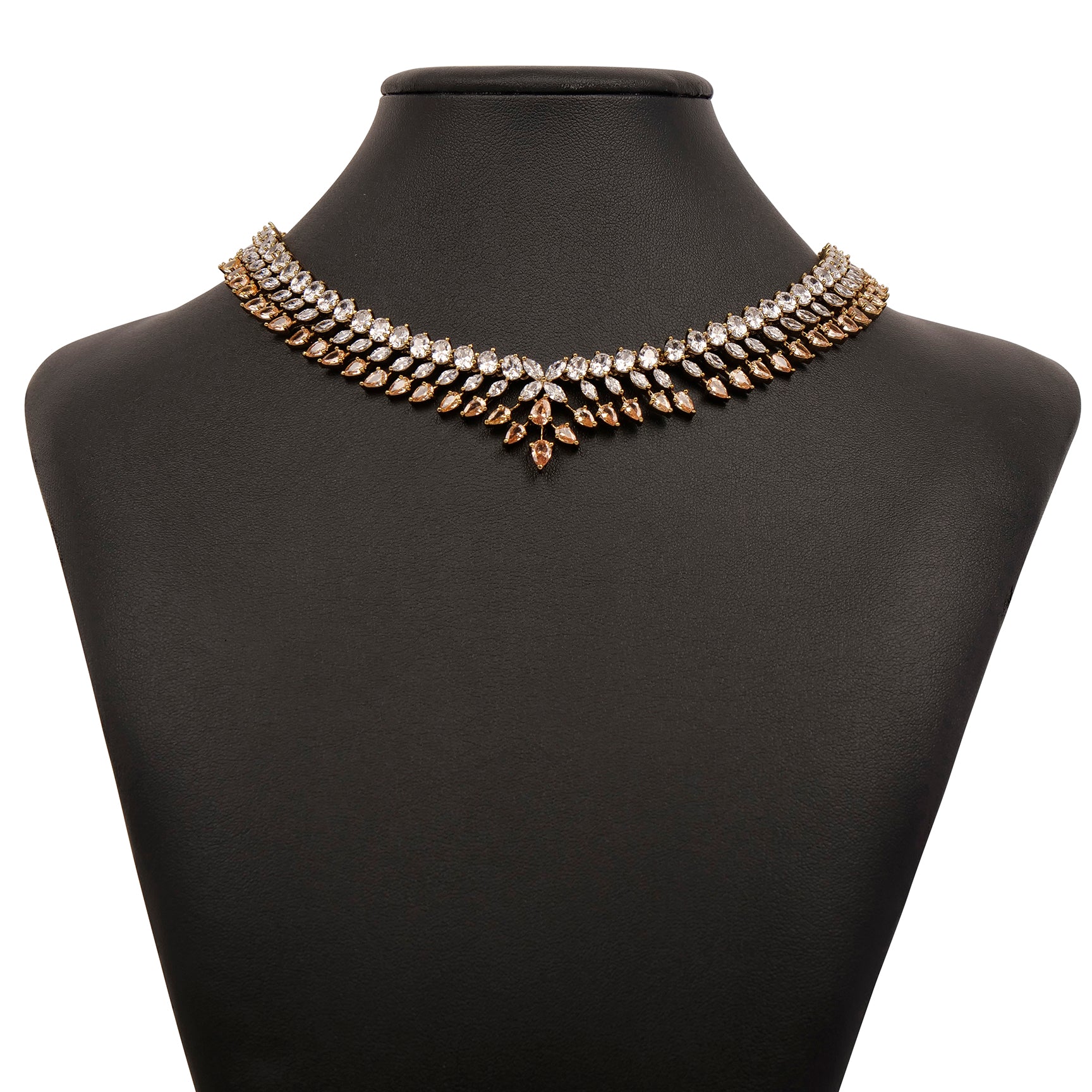 Sophia Leaf Cubic Zirconia Necklace Set in Light Topaz