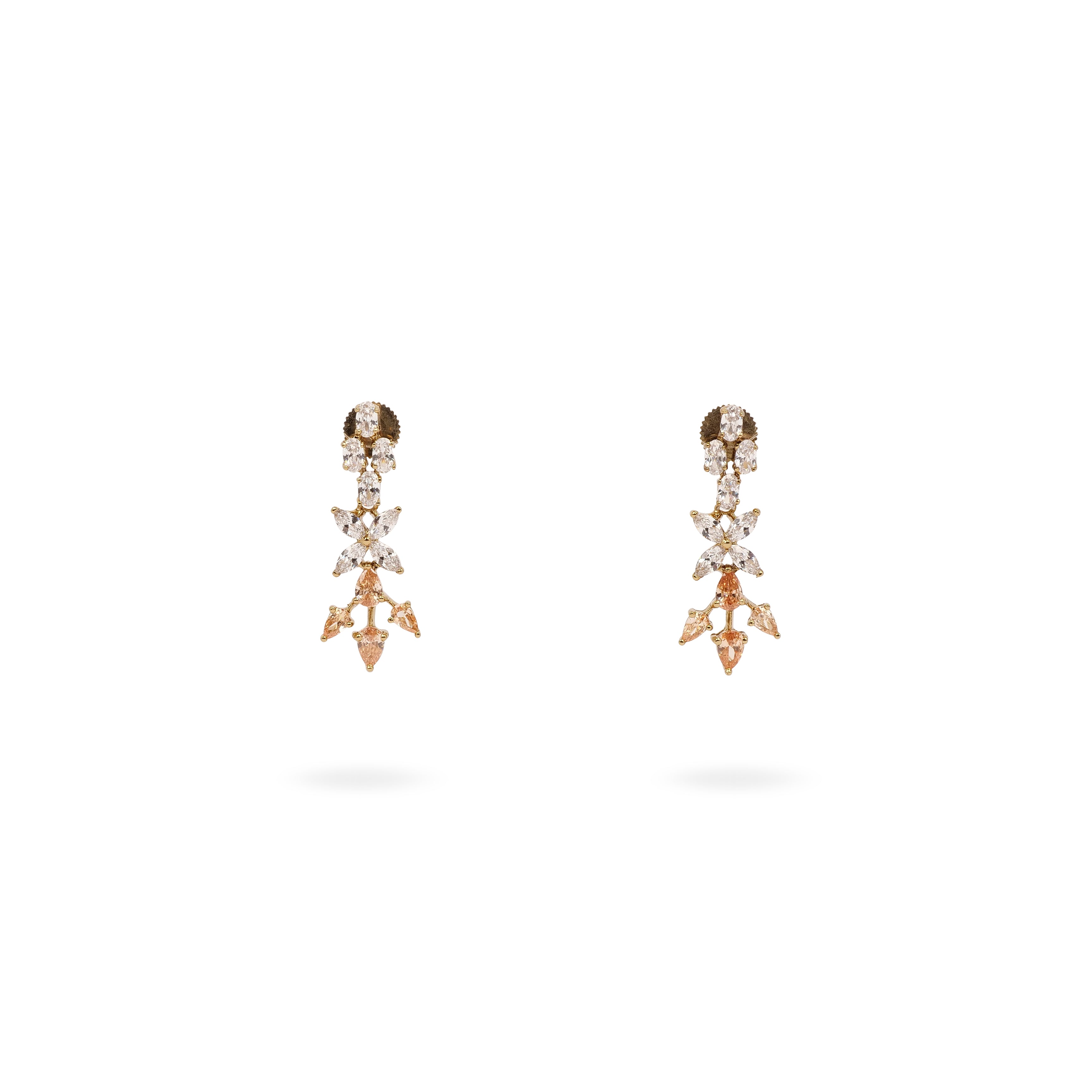 Sophia Leaf Cubic Zirconia Necklace Set in Light Topaz