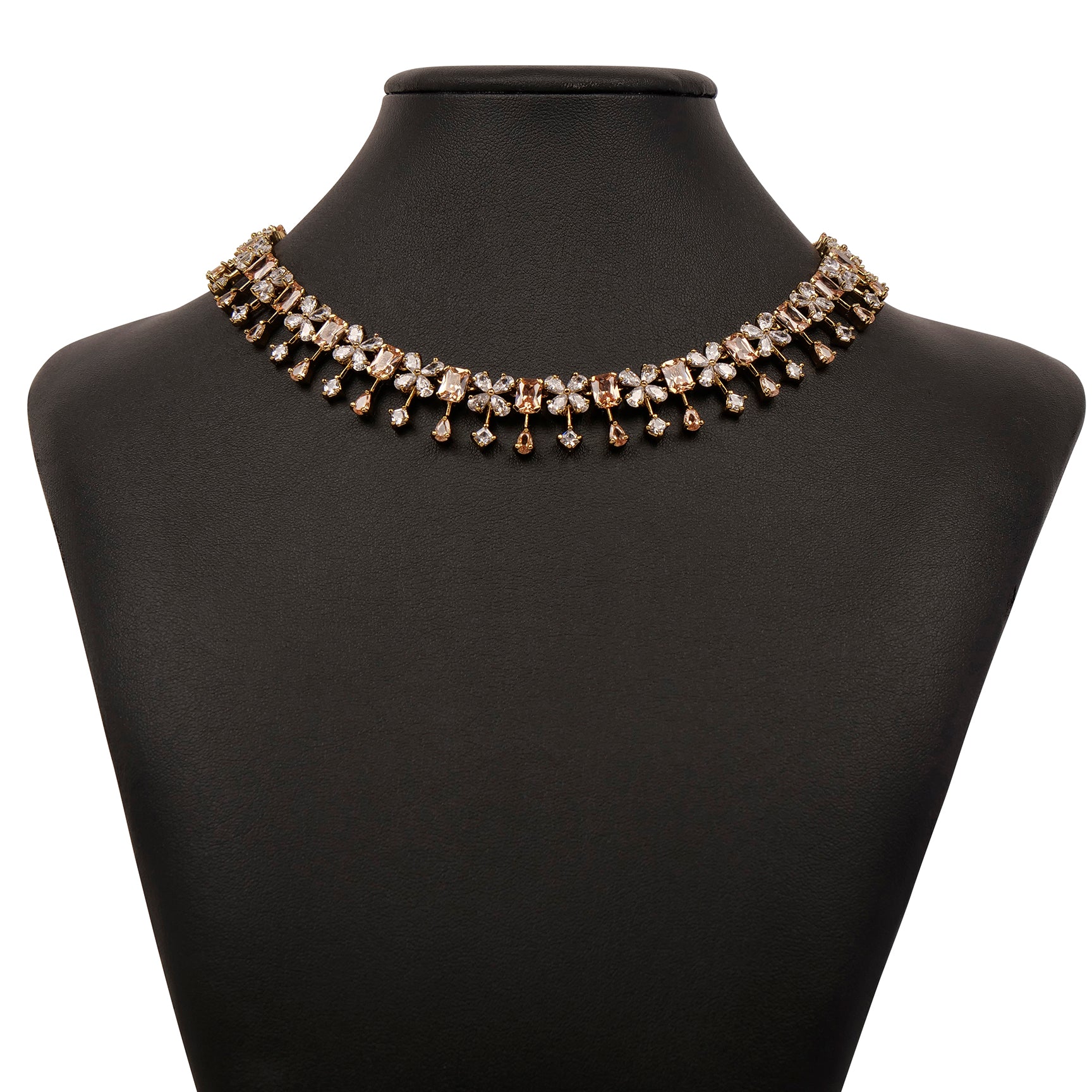 Droplet Cubic Zirconia Necklace Set in Light Topaz