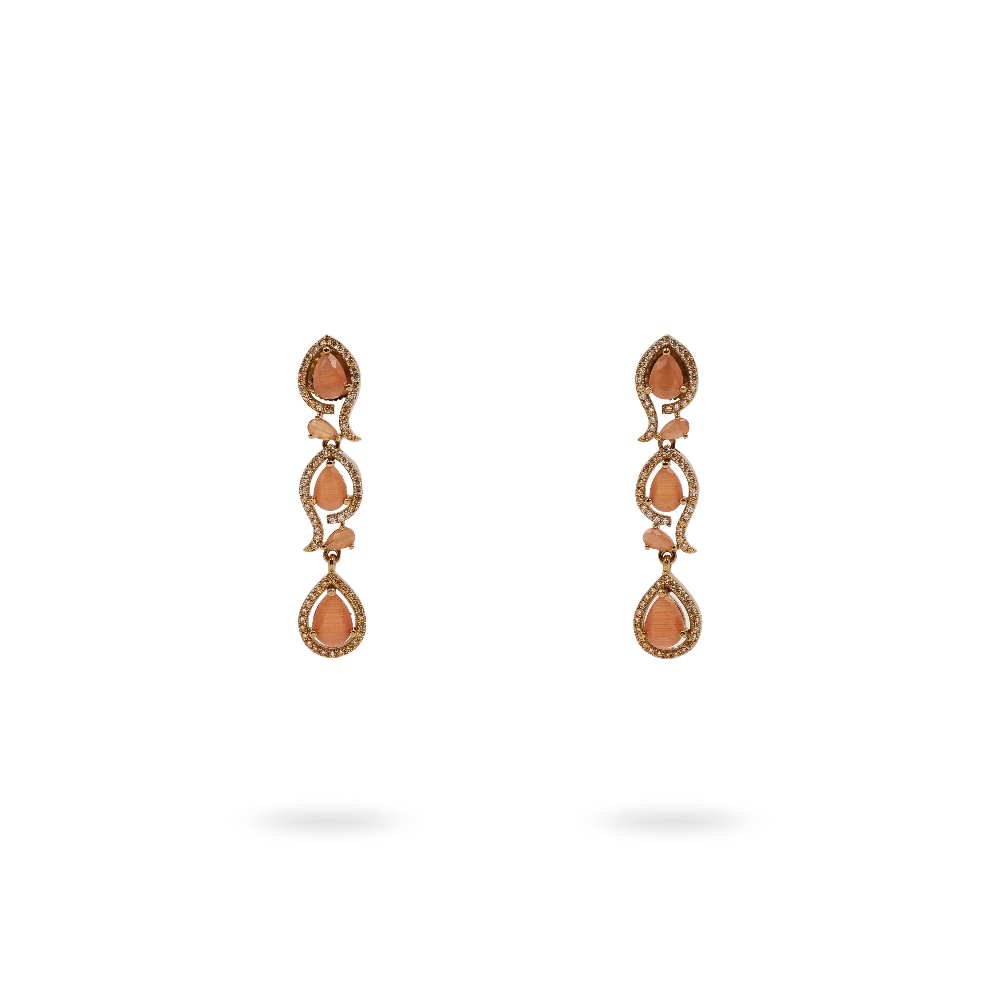 Teardrop Cubic Zirconia Necklace Set in Peach