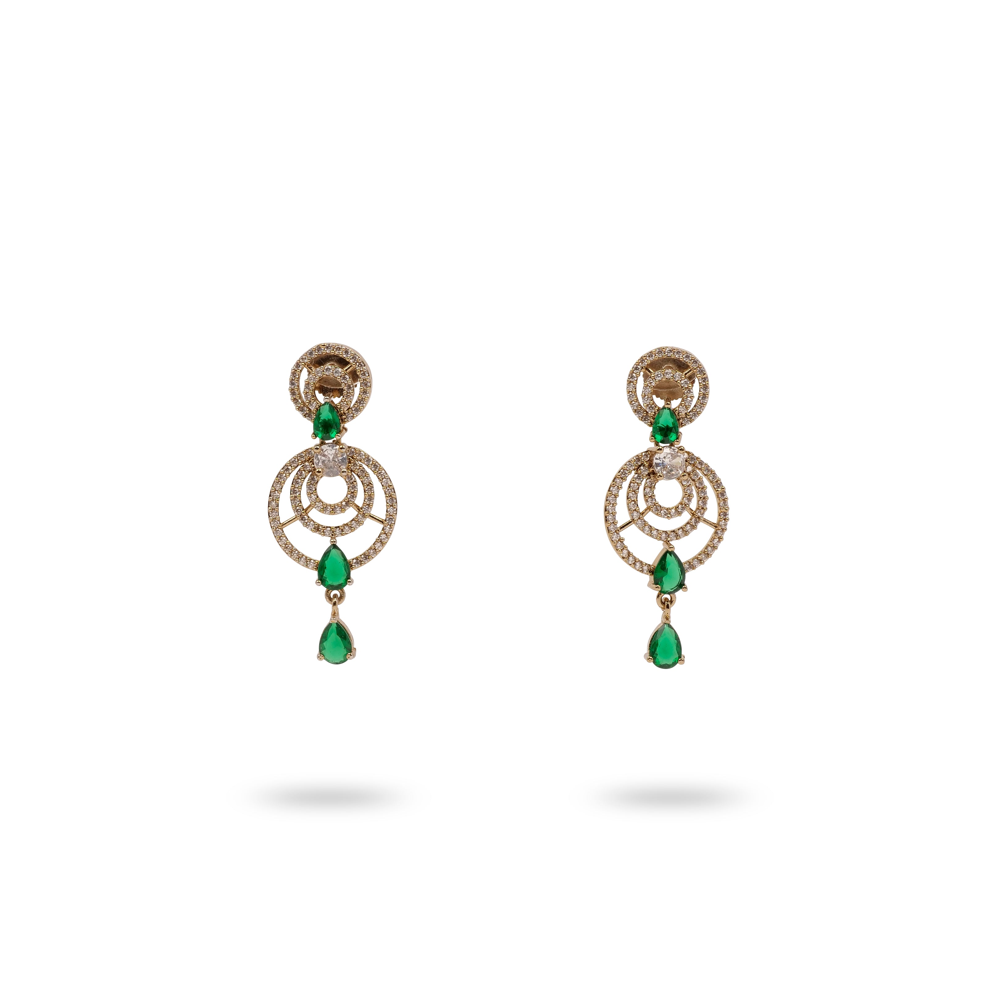 Green Teardrop Cubic Zirconia Necklace Set