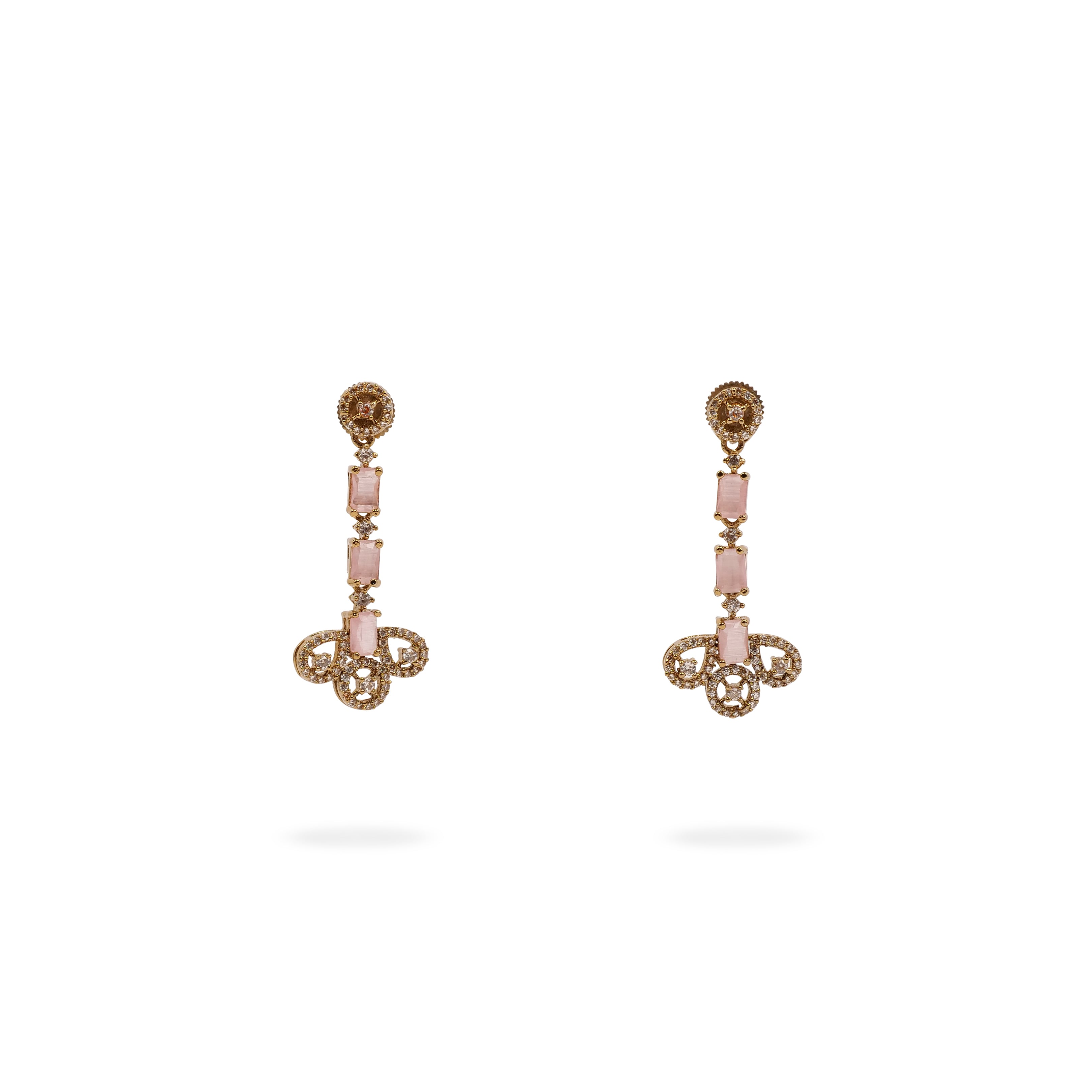 Light Pink Elegant Cubic Zirconia Necklace Set