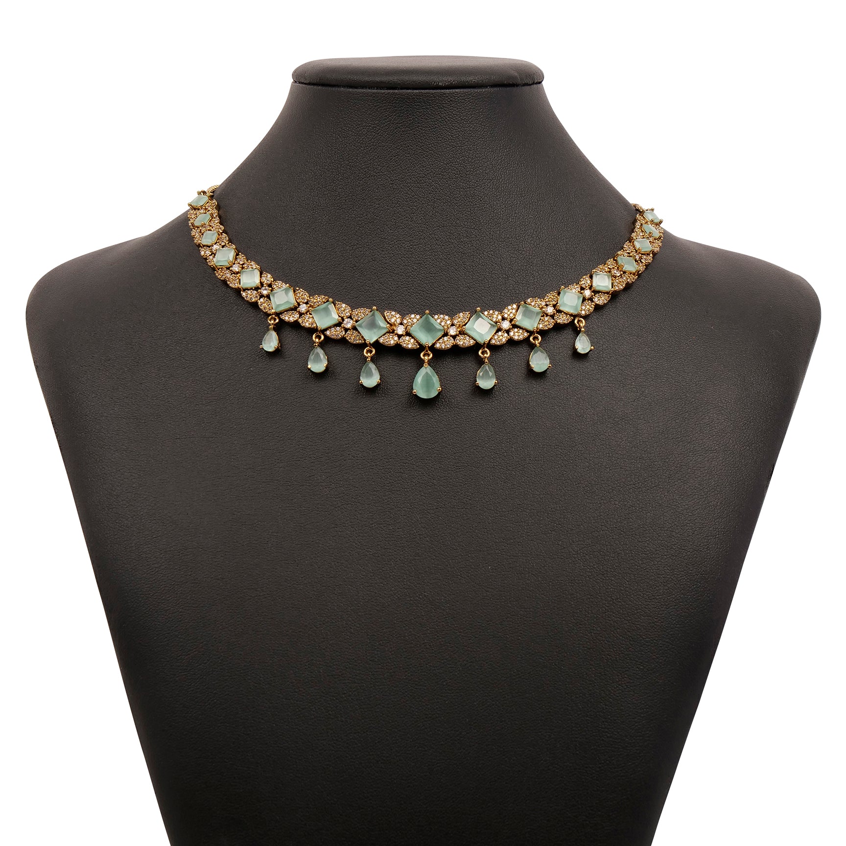 Mint Green Drop Cubic Zirconia Necklace Set