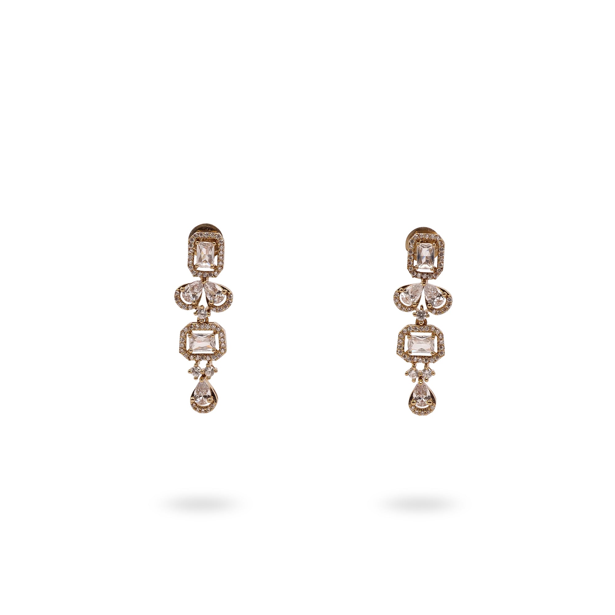 Square Halo Cubic Zirconia Necklace Set in White
